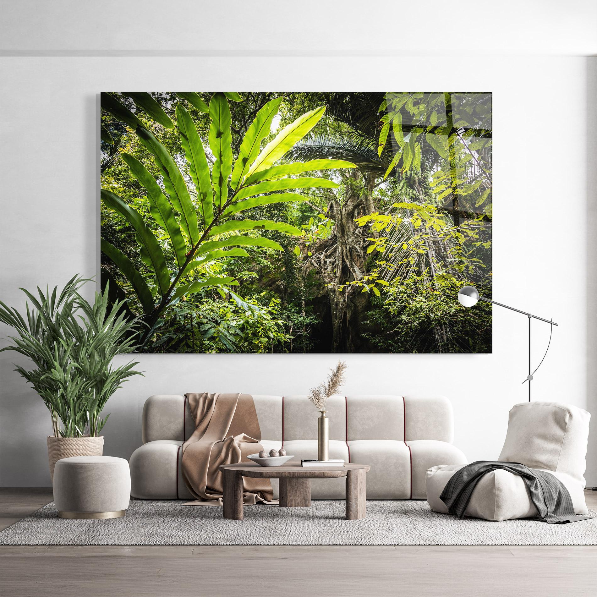 Tablou Sticla Big Leaf Forest mockup 9