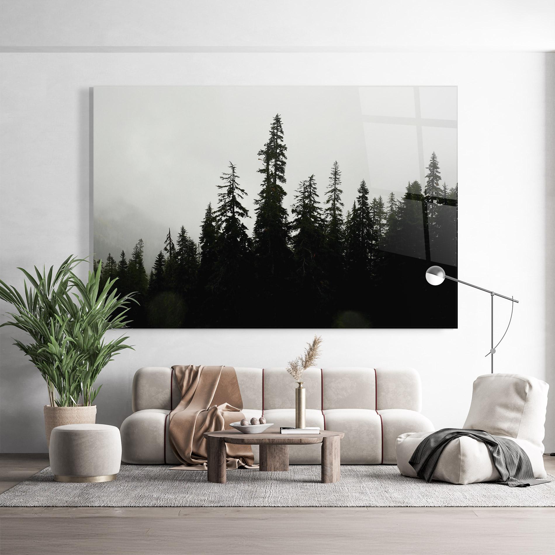 Tablou Sticla Black Tree Forest mockup 9