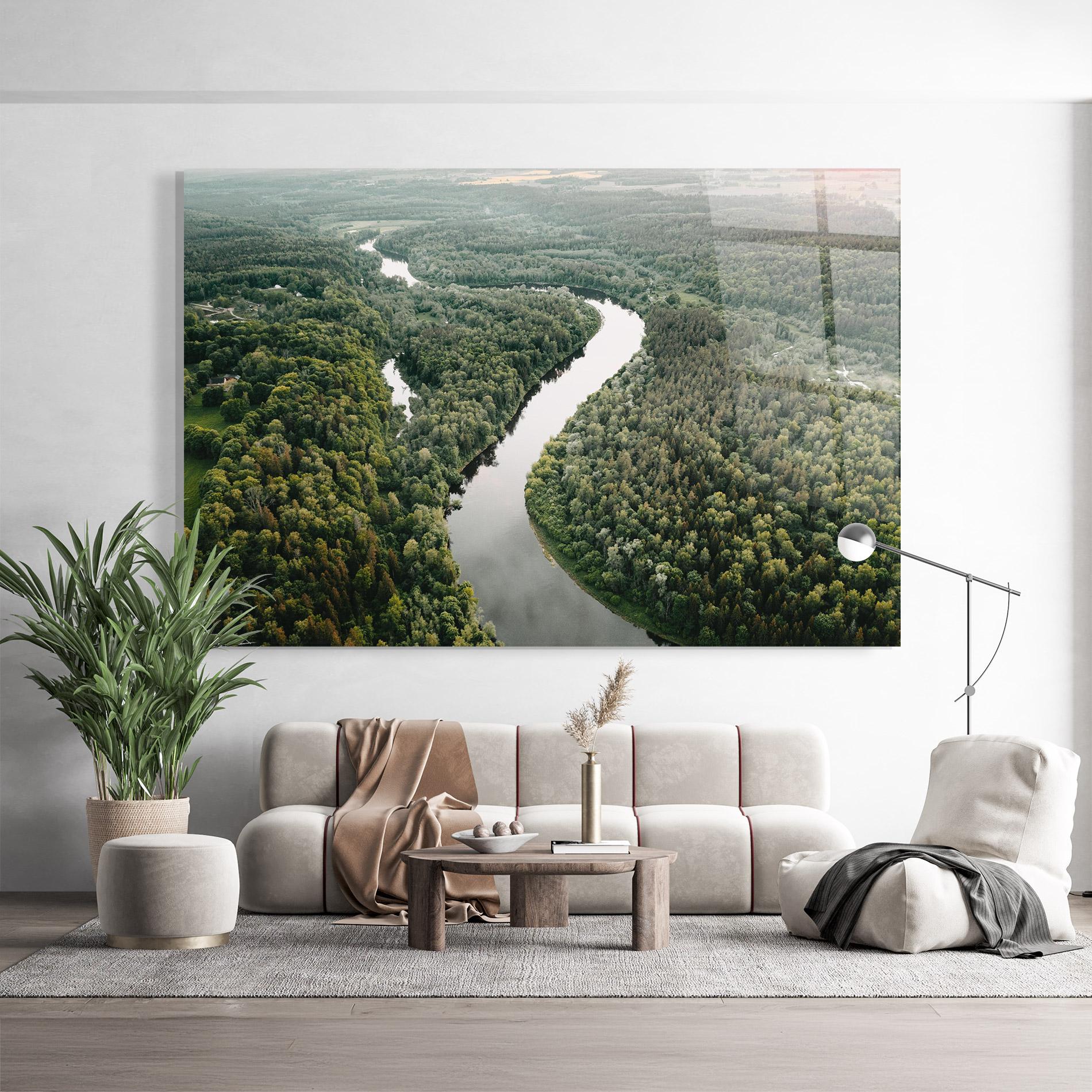 Tablou Sticla Forest Big River mockup 9