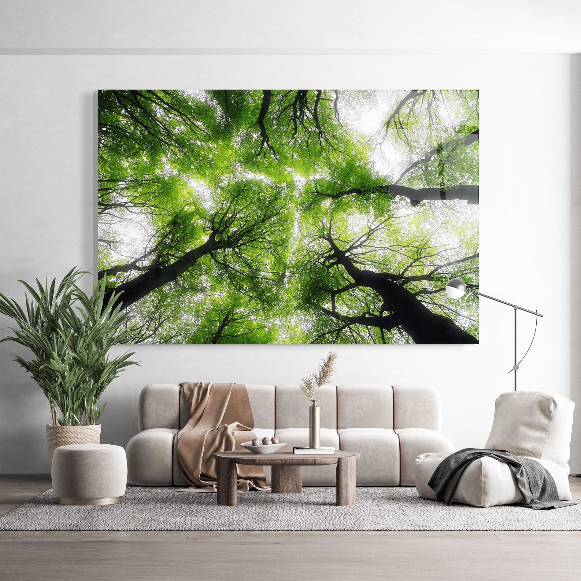 Tablou Sticla Forest Green Tree mockup 9