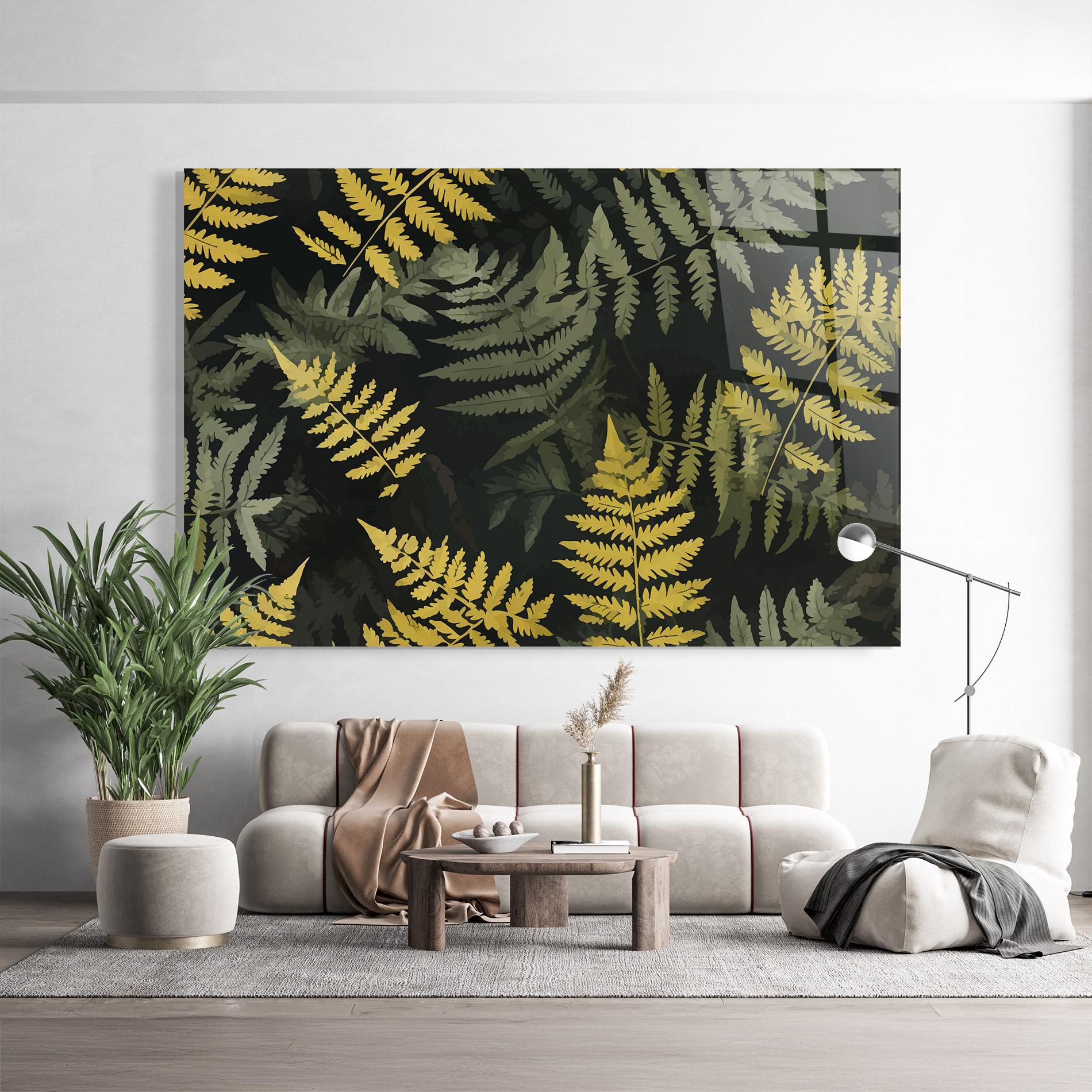Tablou Sticla Yellow Leaves Forest mockup 9