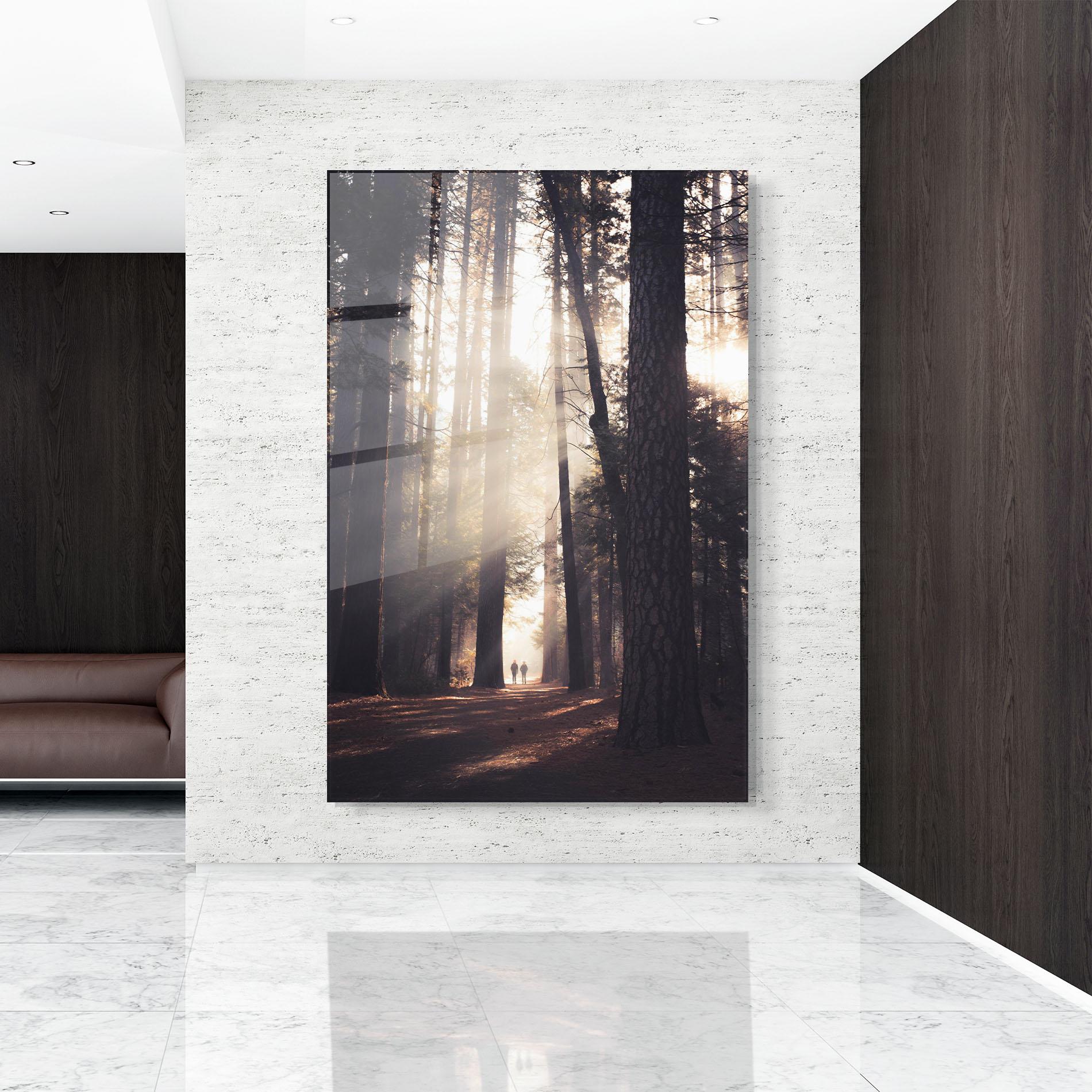 Tablou Sticla Foggy Couple Forest mockup 9