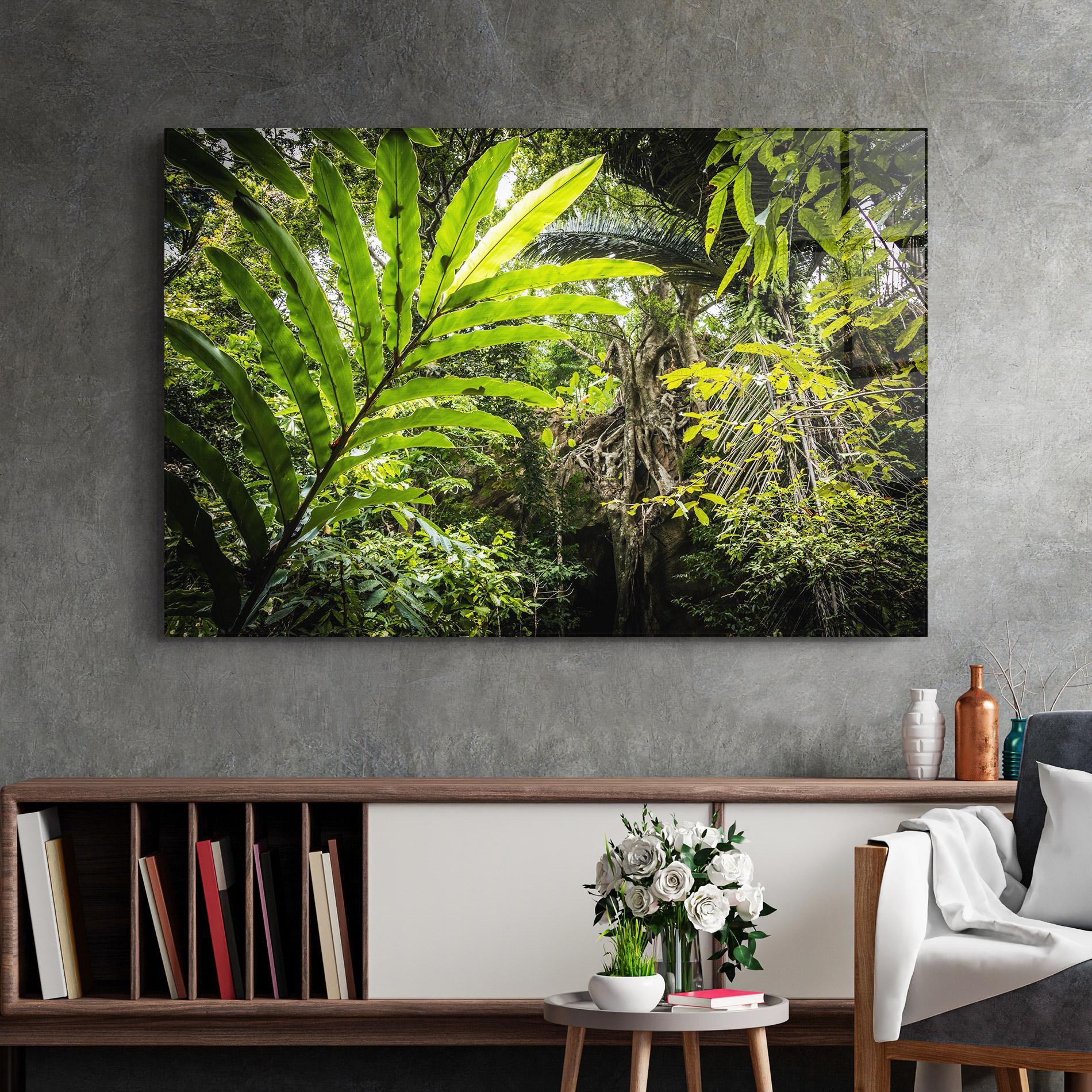 Tablou Sticla Big Leaf Forest mockup 2