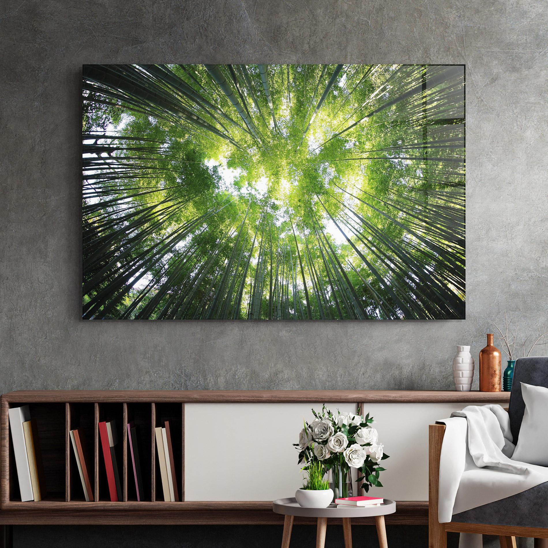 Tablou Sticla Big Trees Morning mockup 2