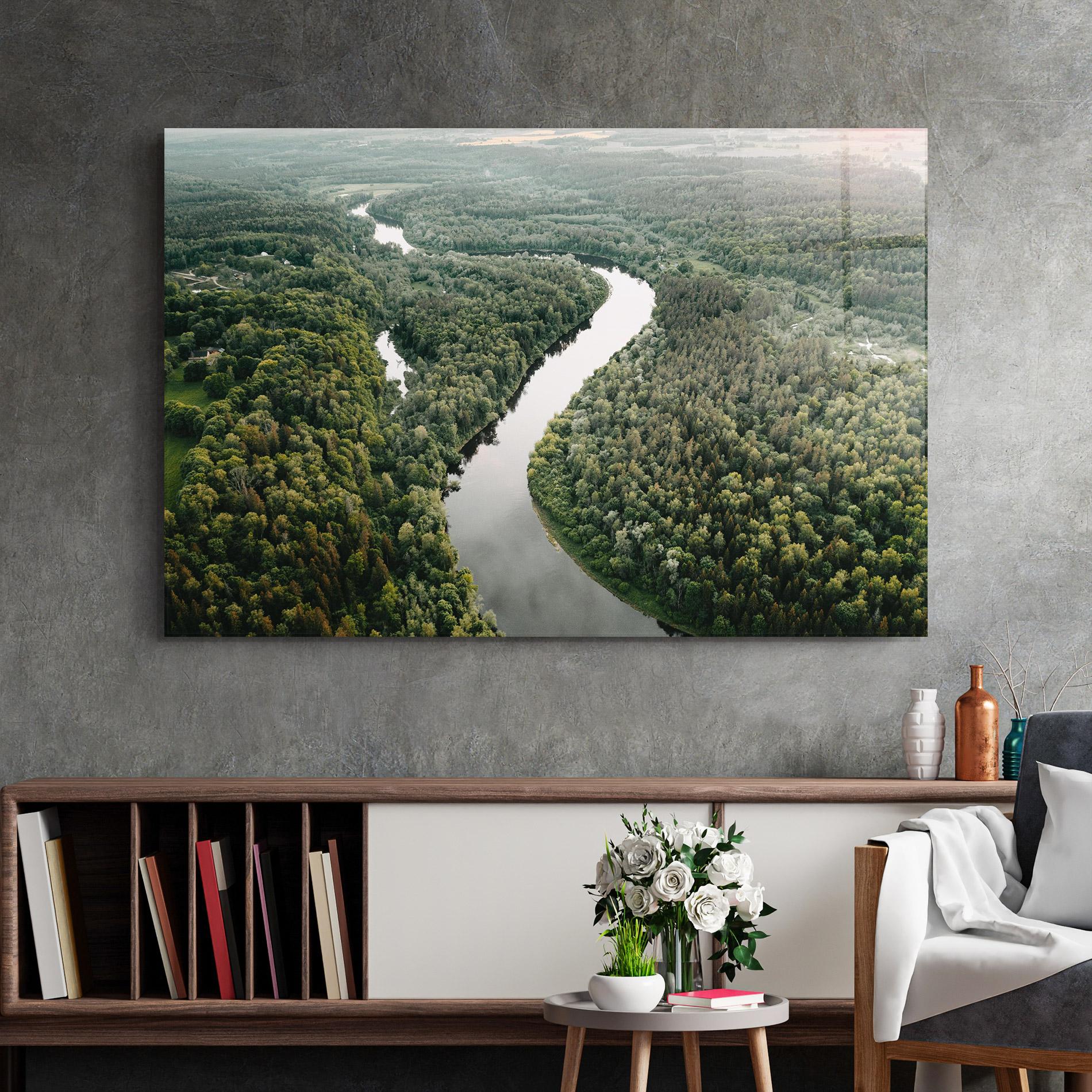 Tablou Sticla Forest Big River mockup 2