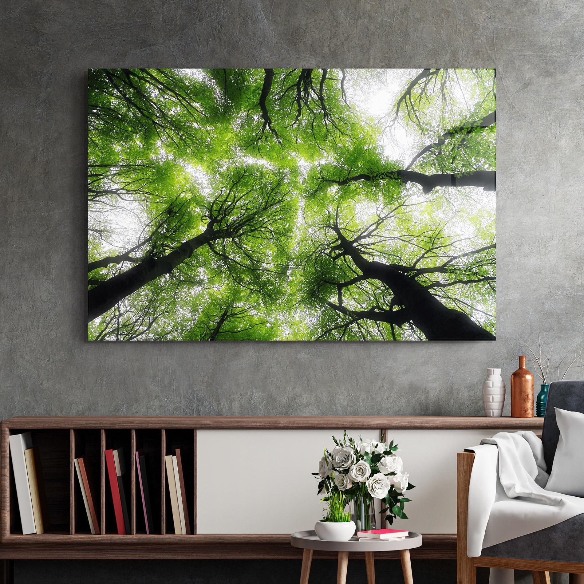 Tablou Sticla Forest Green Tree mockup 2