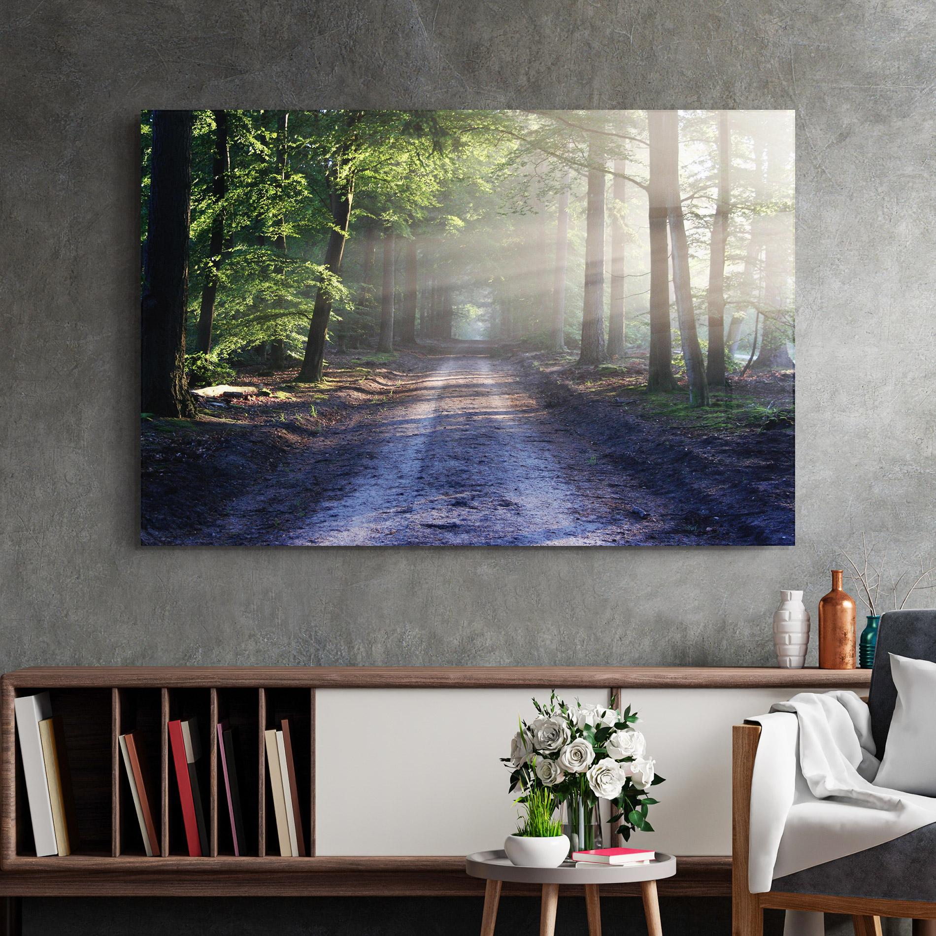 Tablou Sticla Forest Road mockup 2