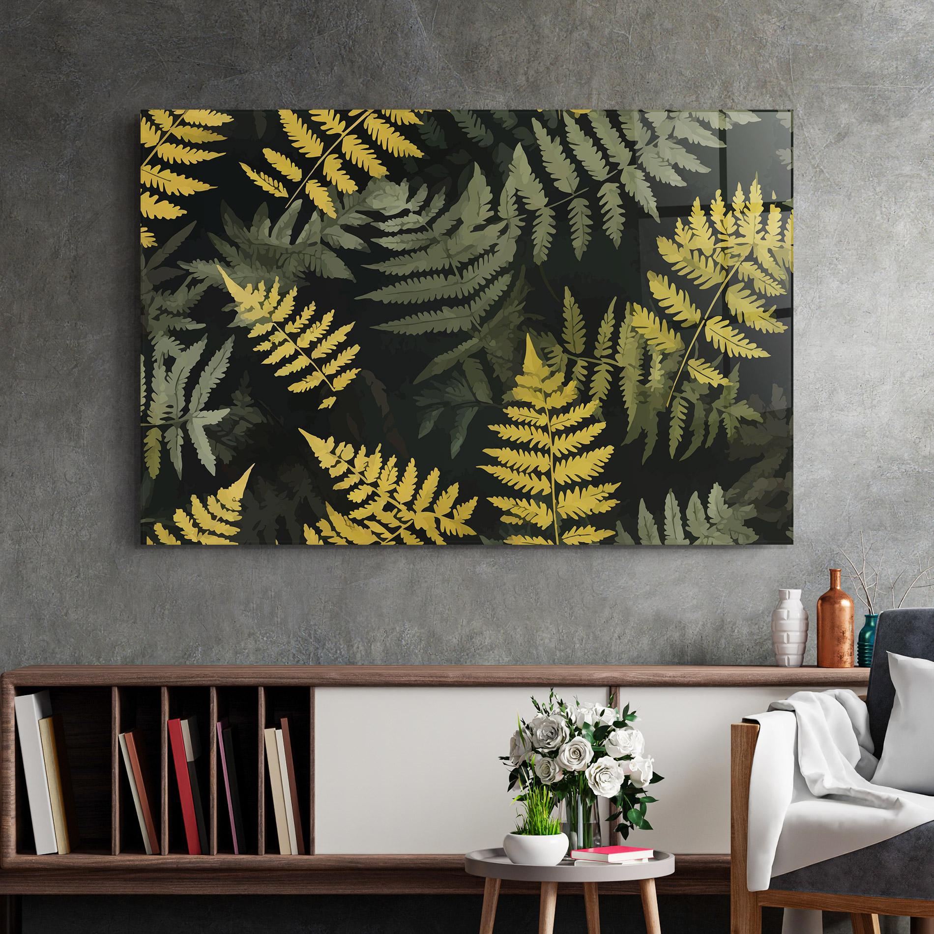 Tablou Sticla Yellow Leaves Forest mockup 2