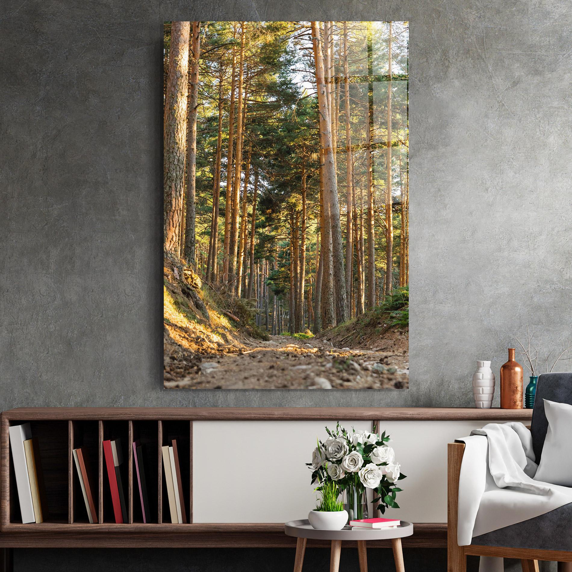 Tablou Sticla Big Trees Forest mockup 2