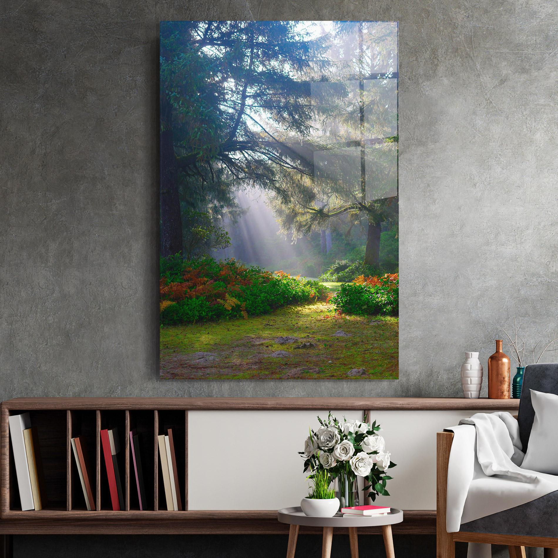 Tablou Sticla Forest Light mockup 2