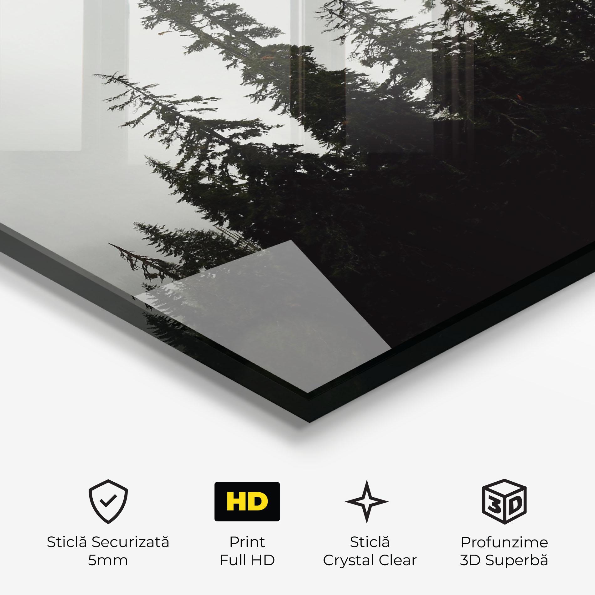 Tablou Sticla Black Tree Forest mockup 3