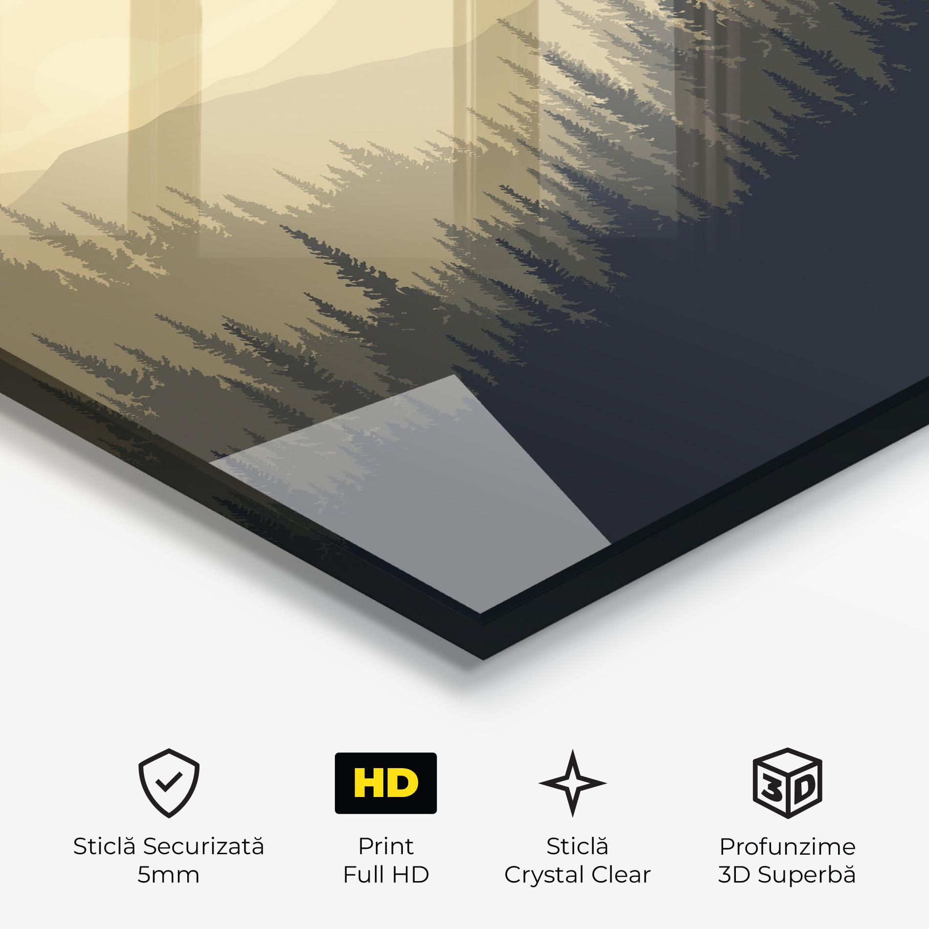 Tablou Sticla Cream Foggy Forest mockup 3