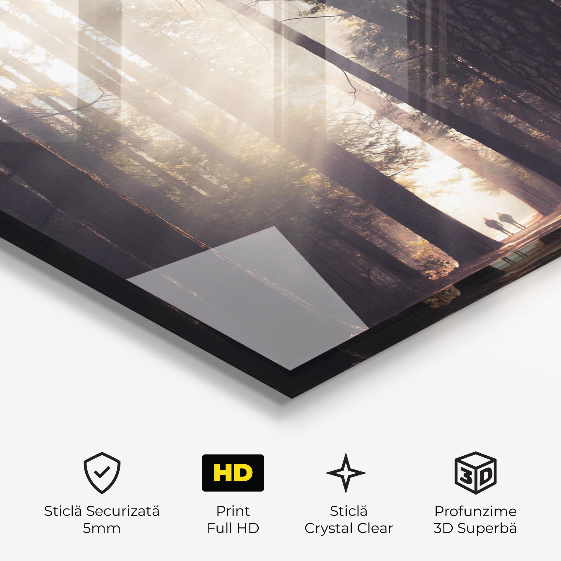 Tablou Sticla Foggy Couple Forest mockup 3