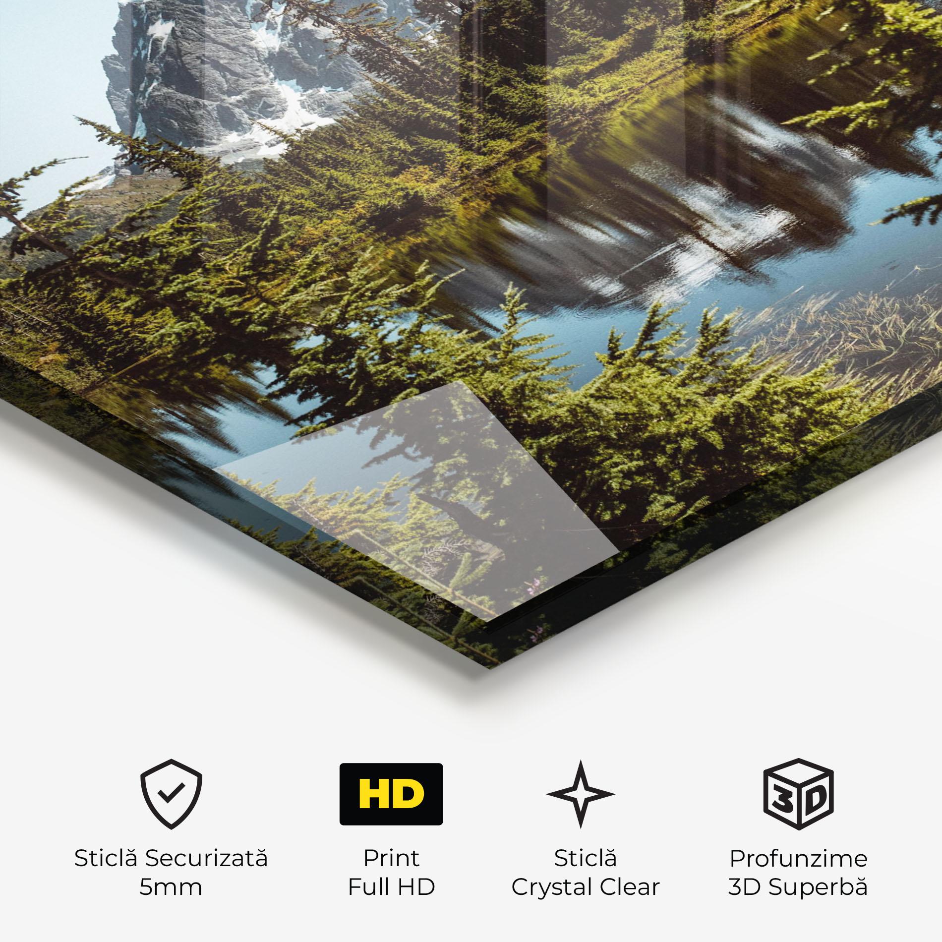 Tablou Sticla Forest Snow Mountain mockup 3