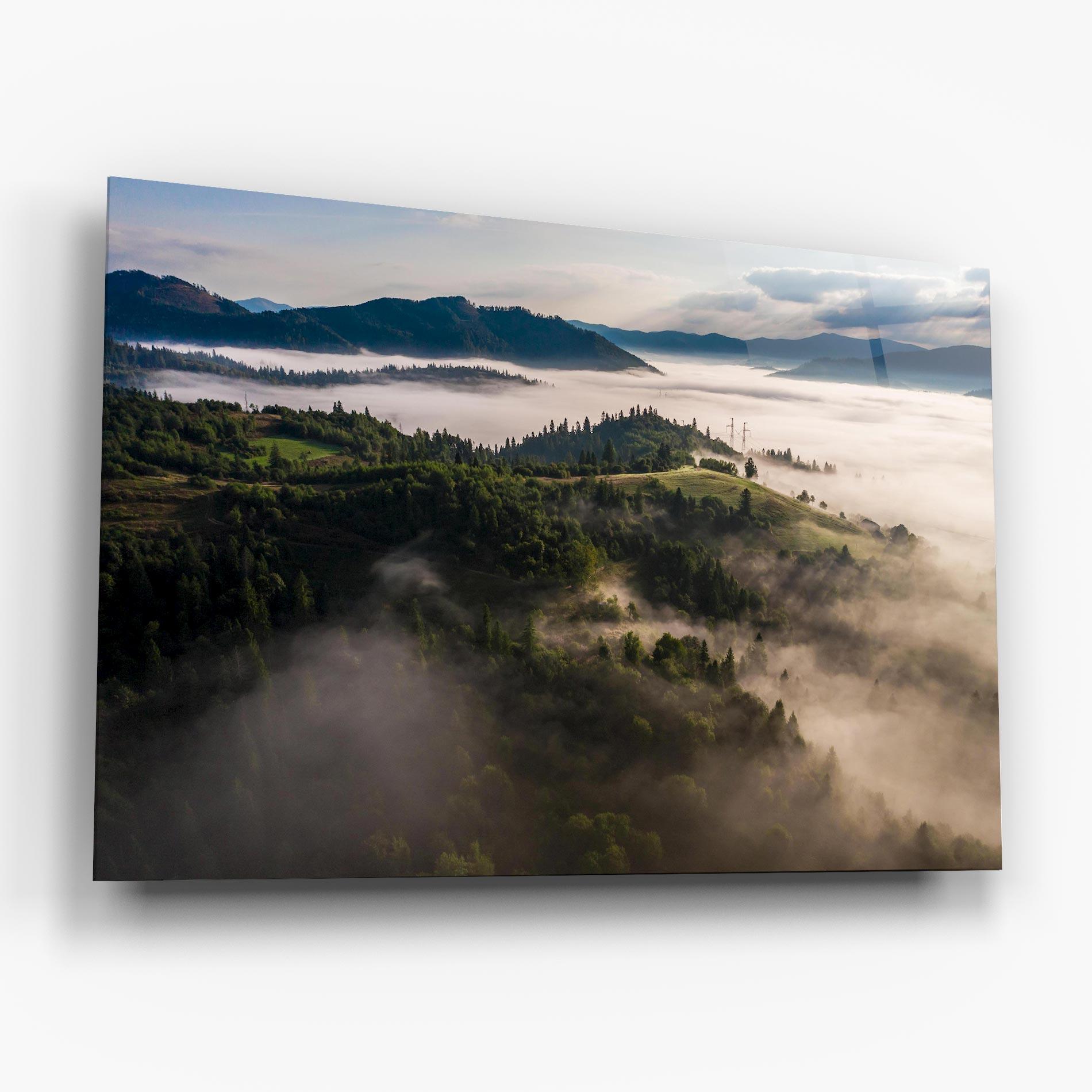Tablou Sticla Foggy Forest View mockup 6