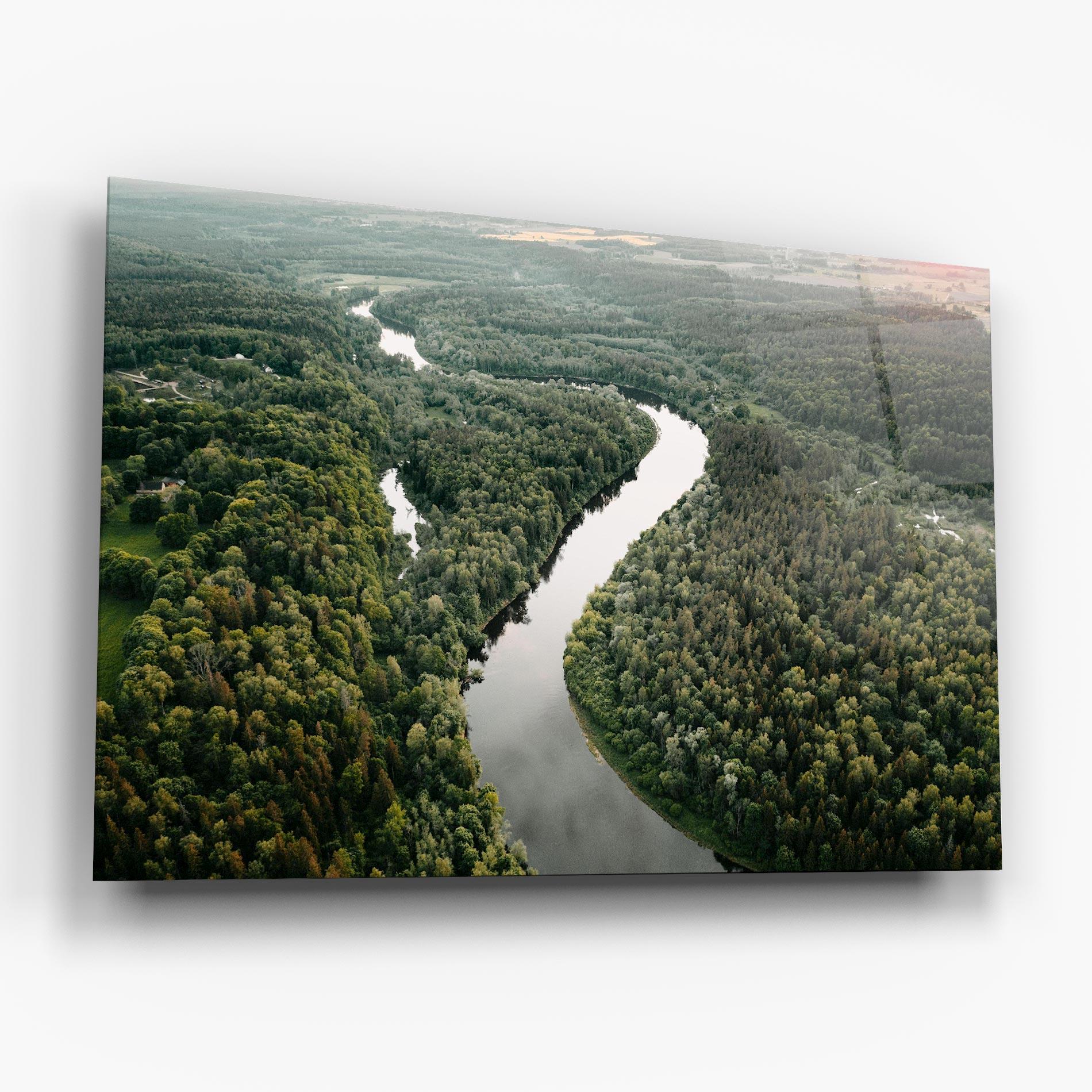 Tablou Sticla Forest Big River mockup 6