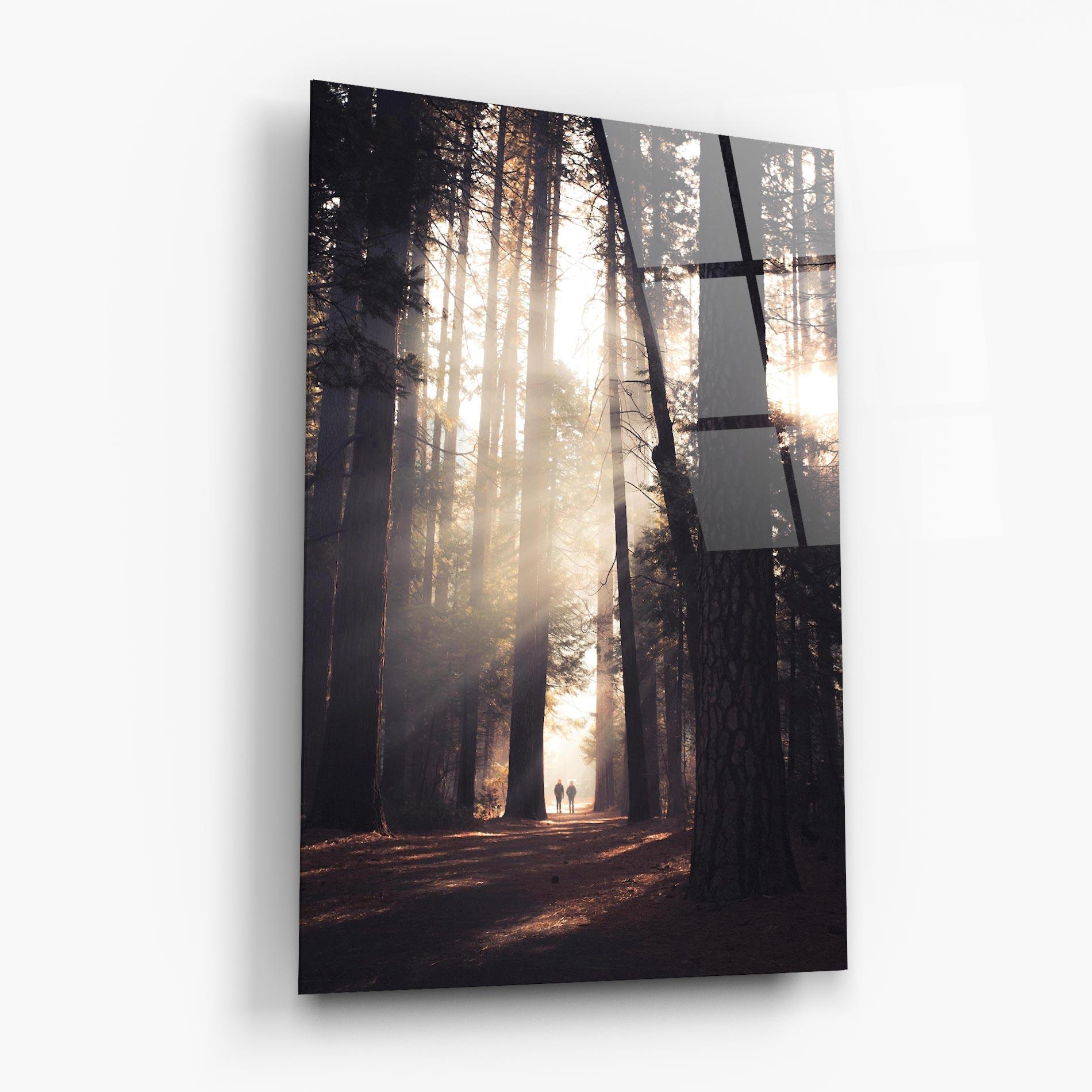 Tablou Sticla Foggy Couple Forest mockup 6