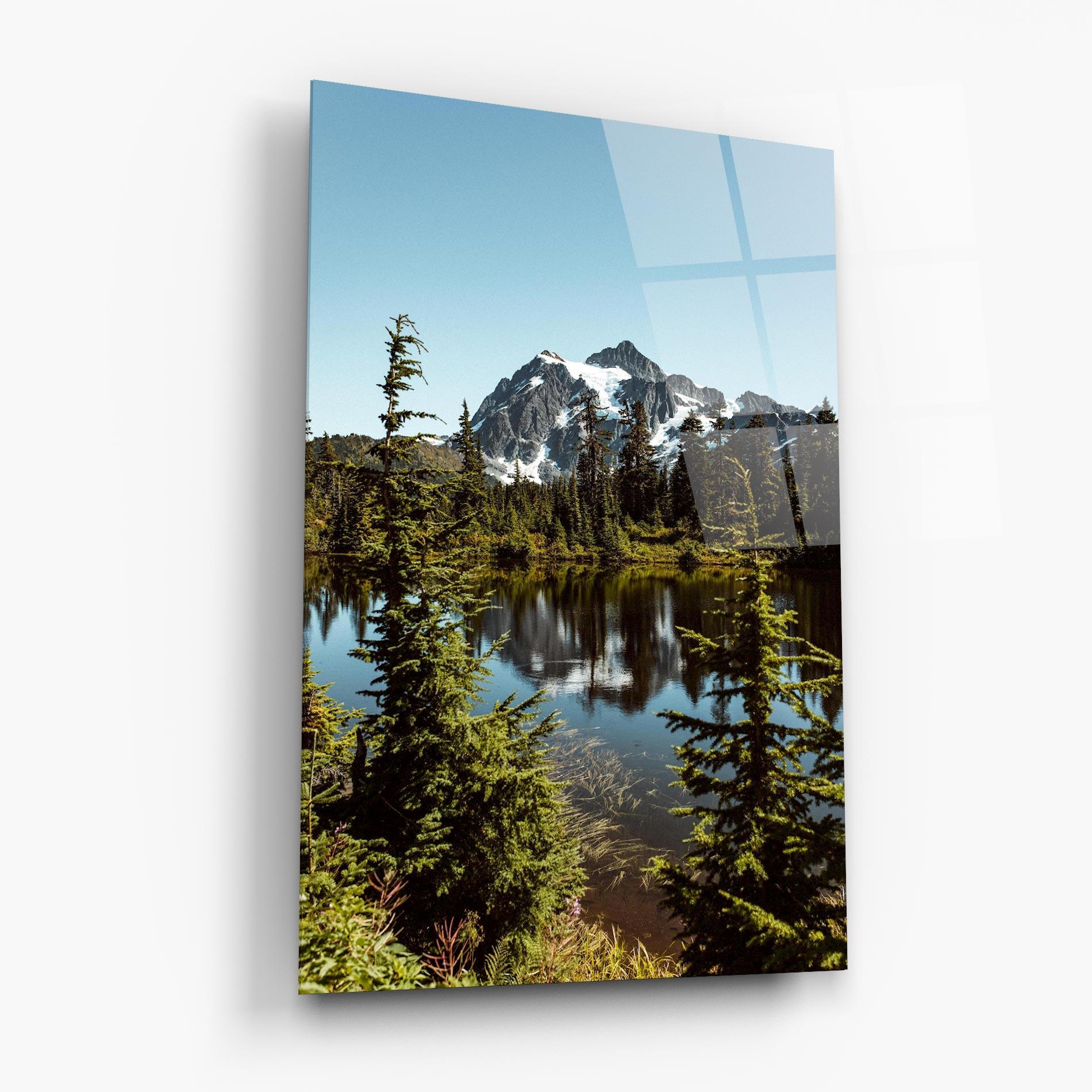 Tablou Sticla Forest Snow Mountain mockup 6