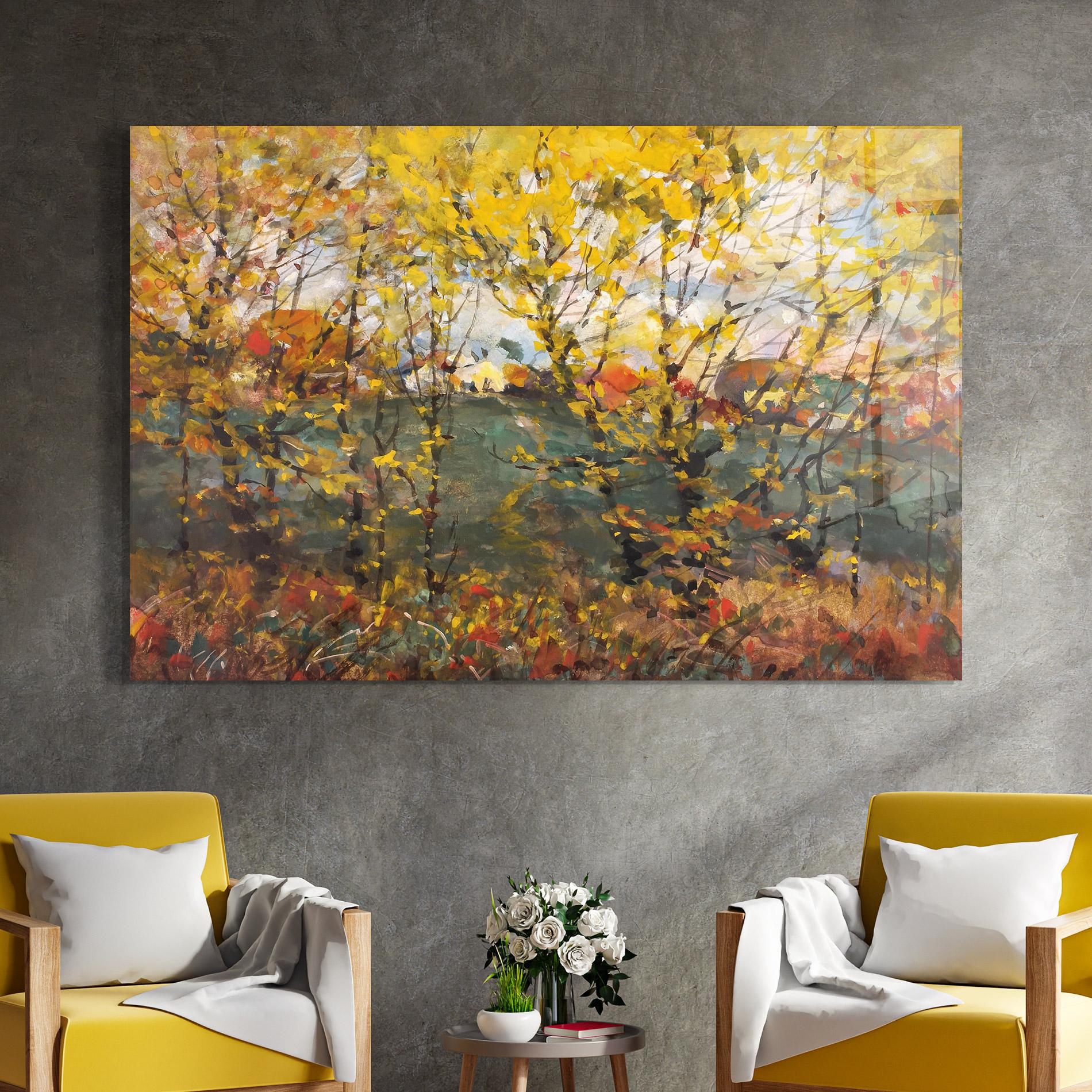 Tablou Sticla Autumn Painting Tree mockup 4