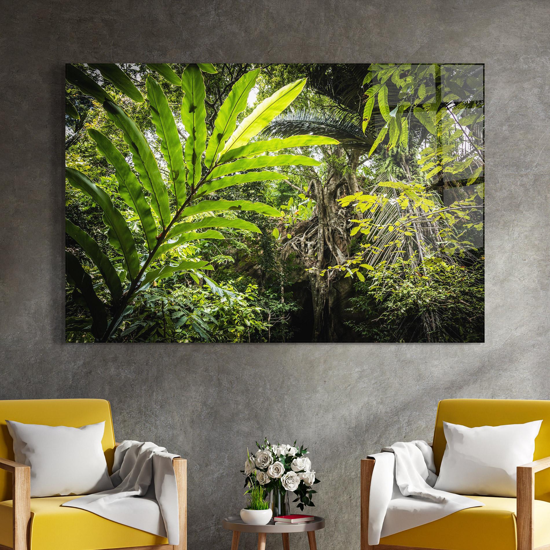 Tablou Sticla Big Leaf Forest mockup 4