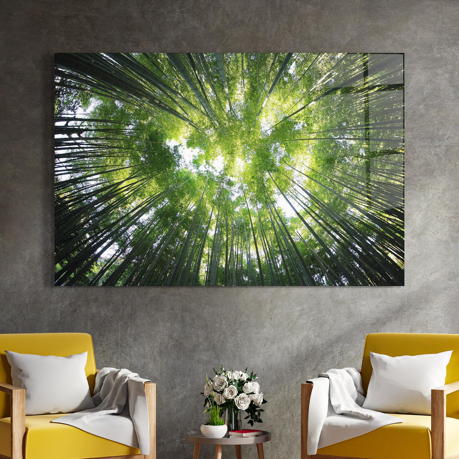 Tablou Sticla Big Trees Morning mockup 4