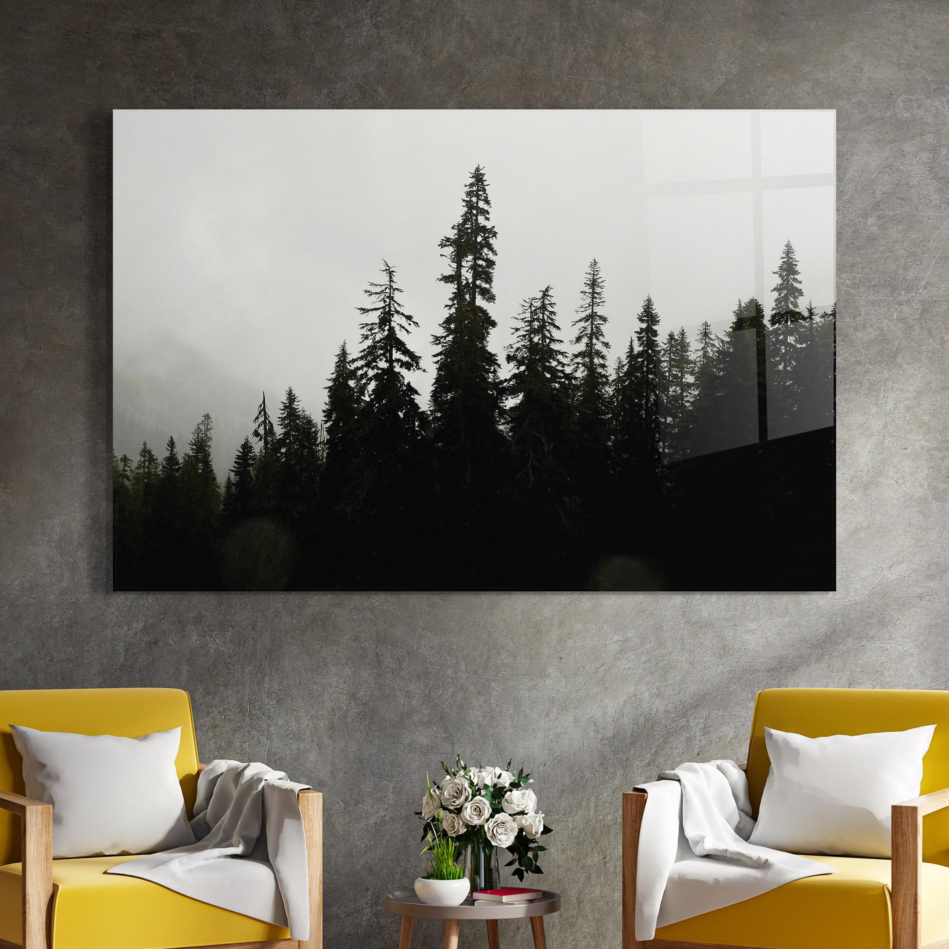 Tablou Sticla Black Tree Forest mockup 4