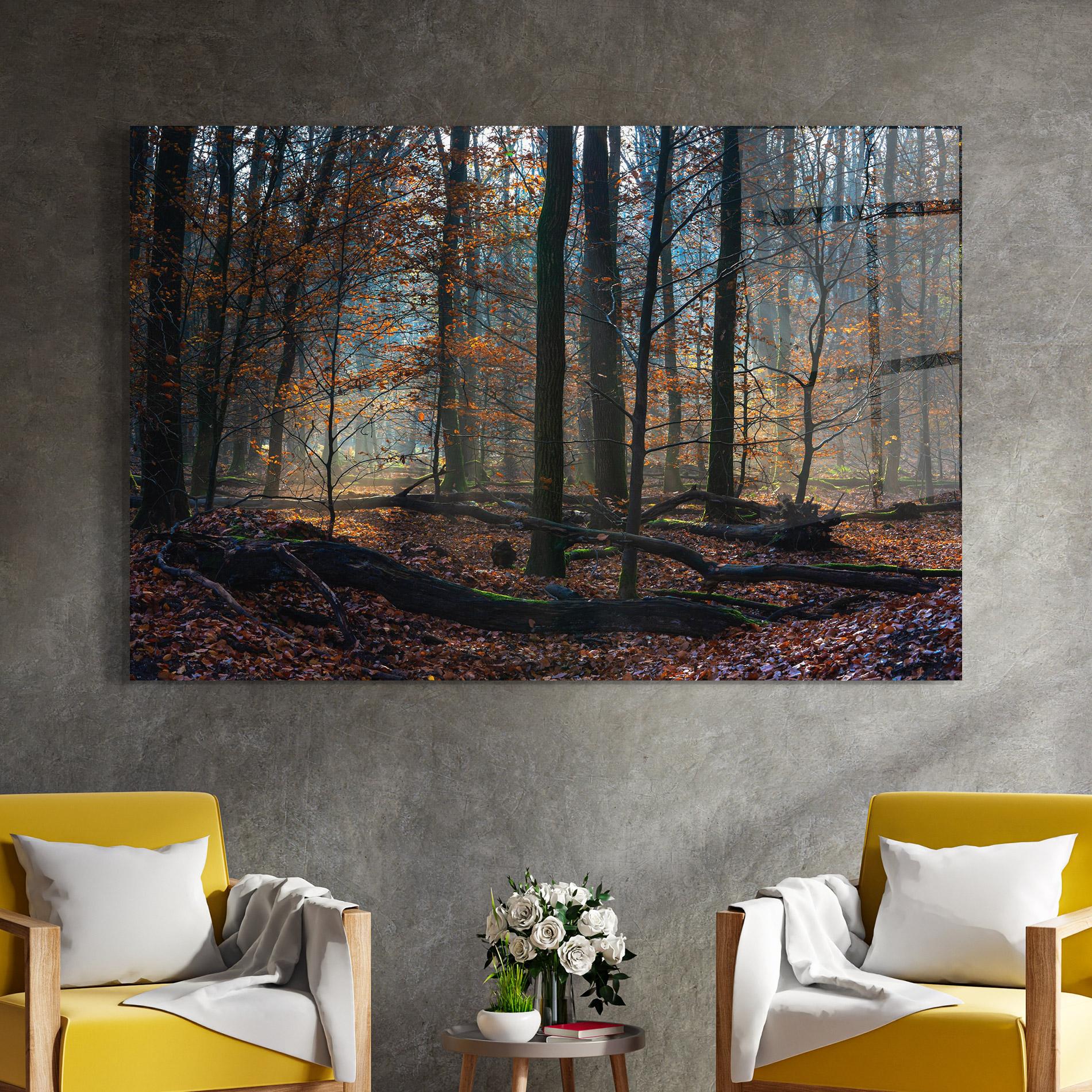 Tablou Sticla Forest Autumn Day mockup 4