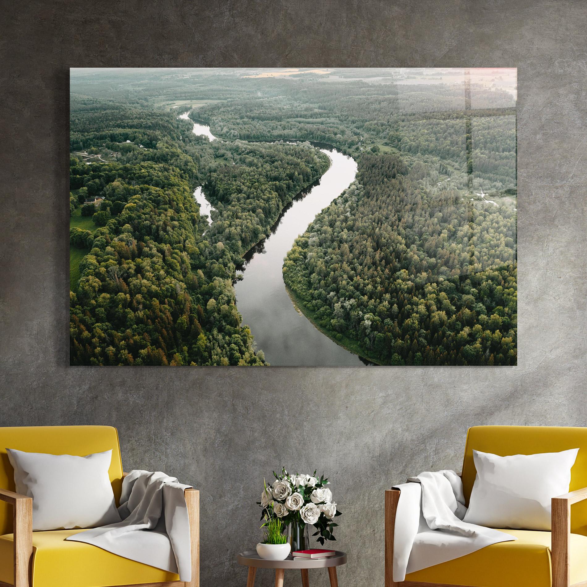 Tablou Sticla Forest Big River mockup 4
