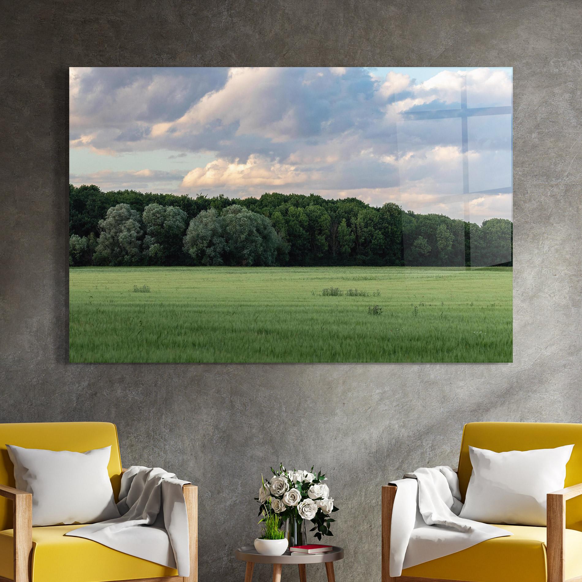 Tablou Sticla Forest Field mockup 4