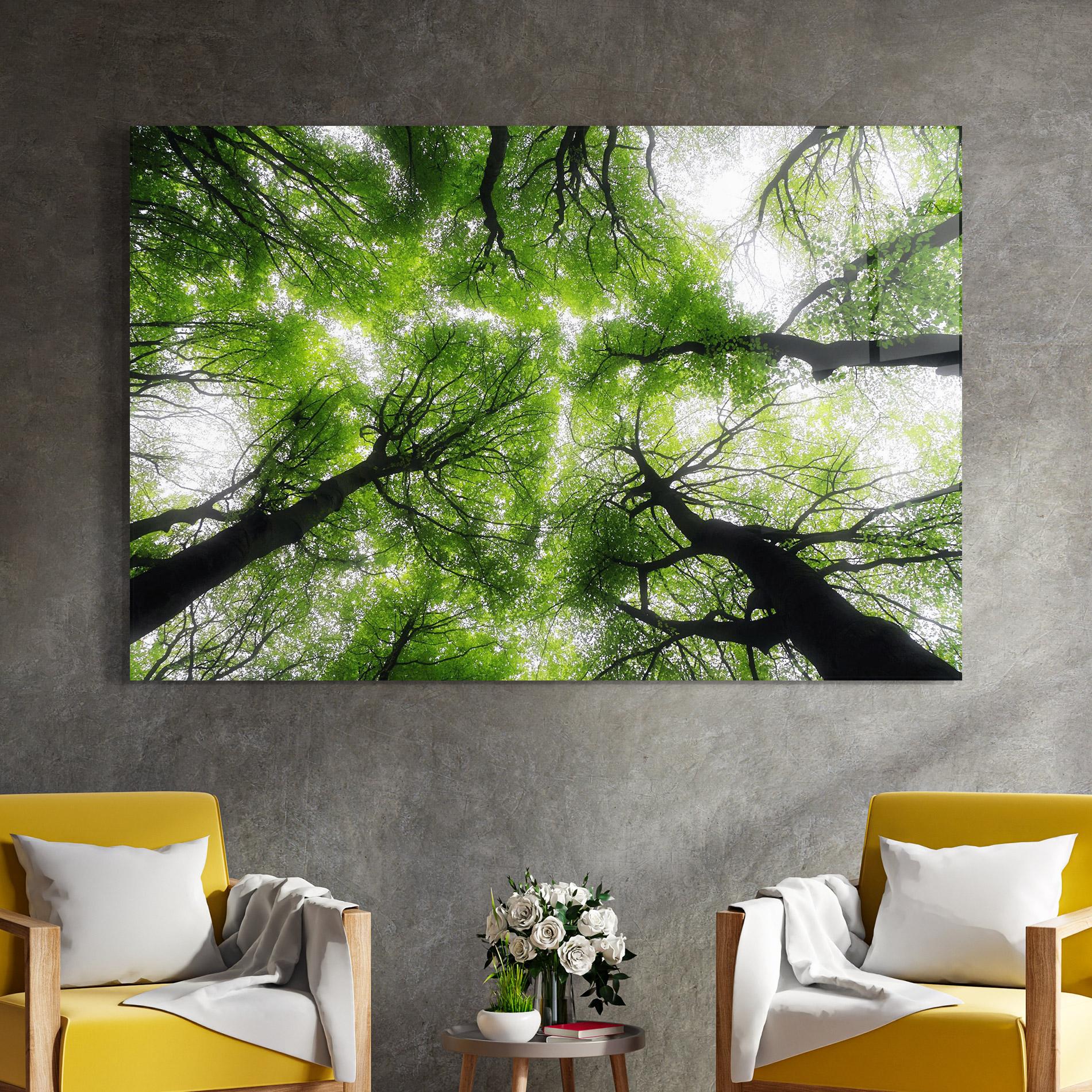 Tablou Sticla Forest Green Tree mockup 4