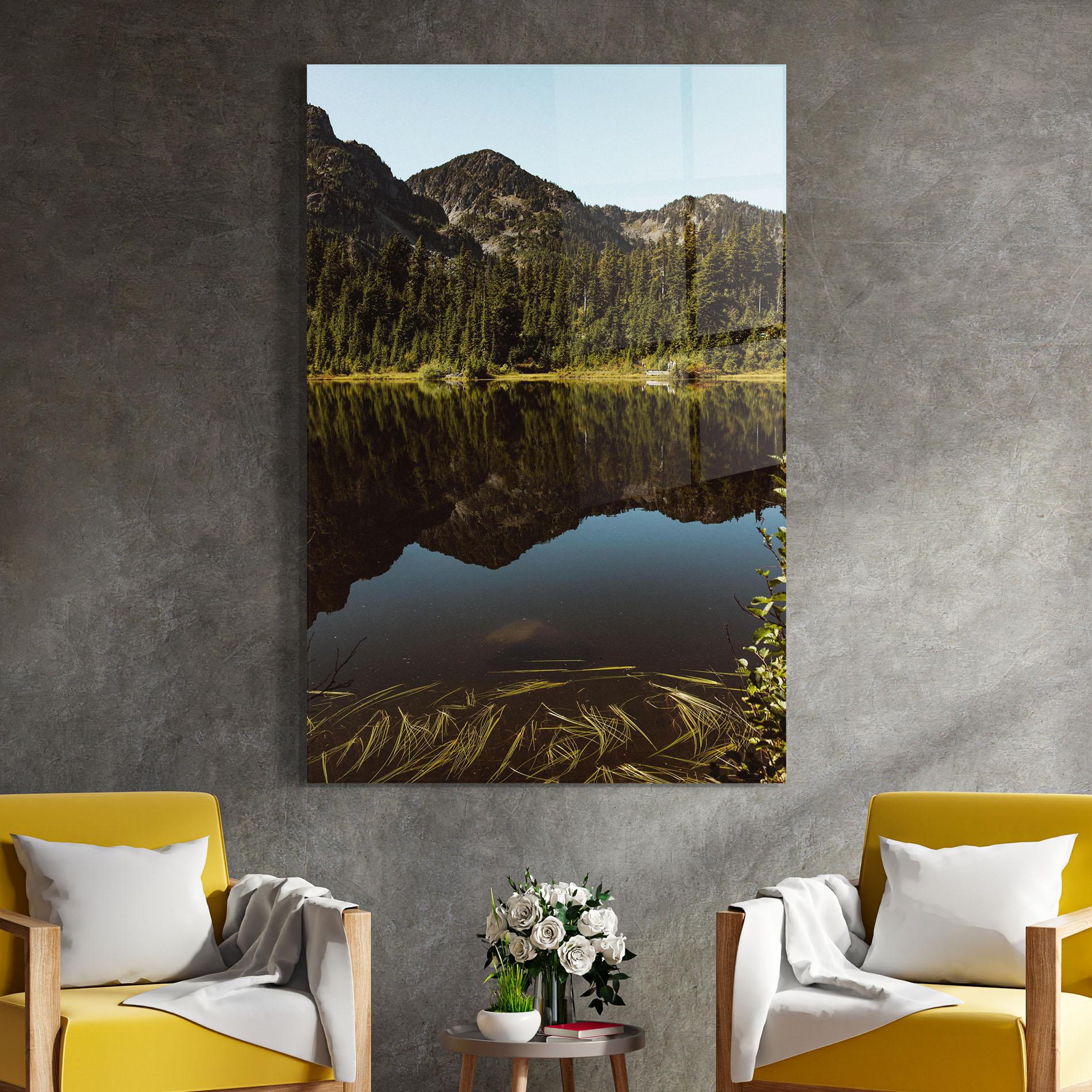 Tablou Sticla Big Lake Mountain mockup 4