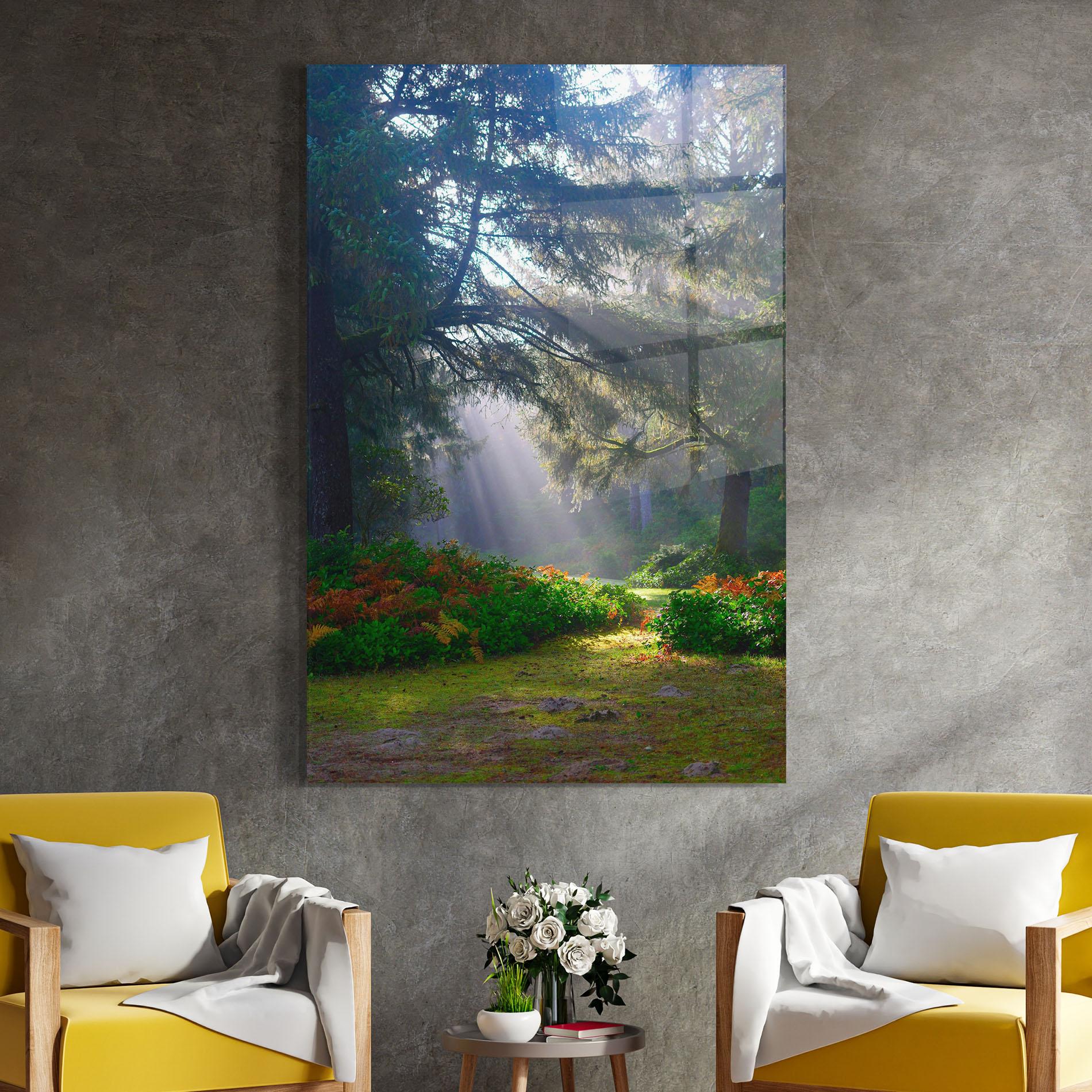 Tablou Sticla Forest Light mockup 4