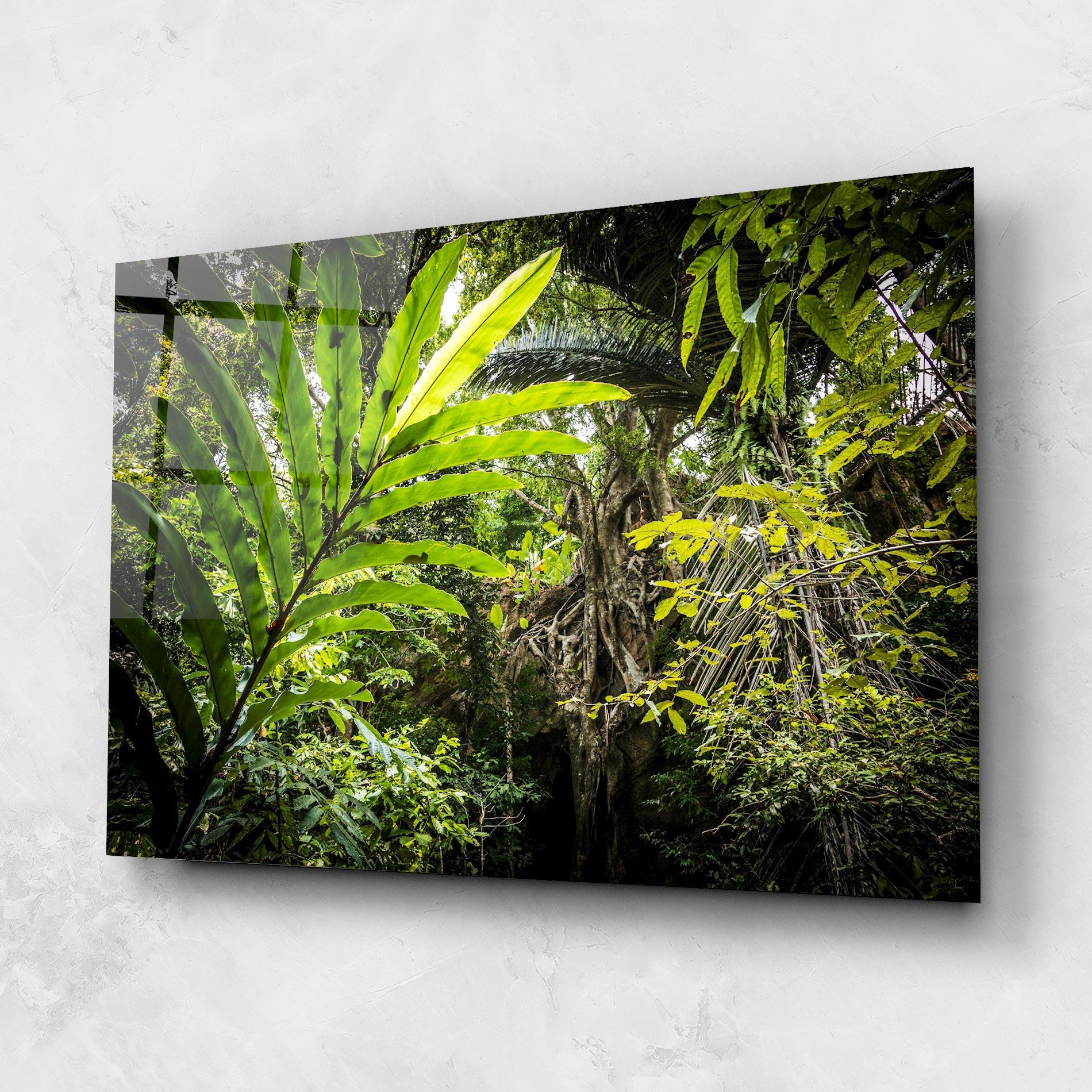 Tablou Sticla Big Leaf Forest mockup 1