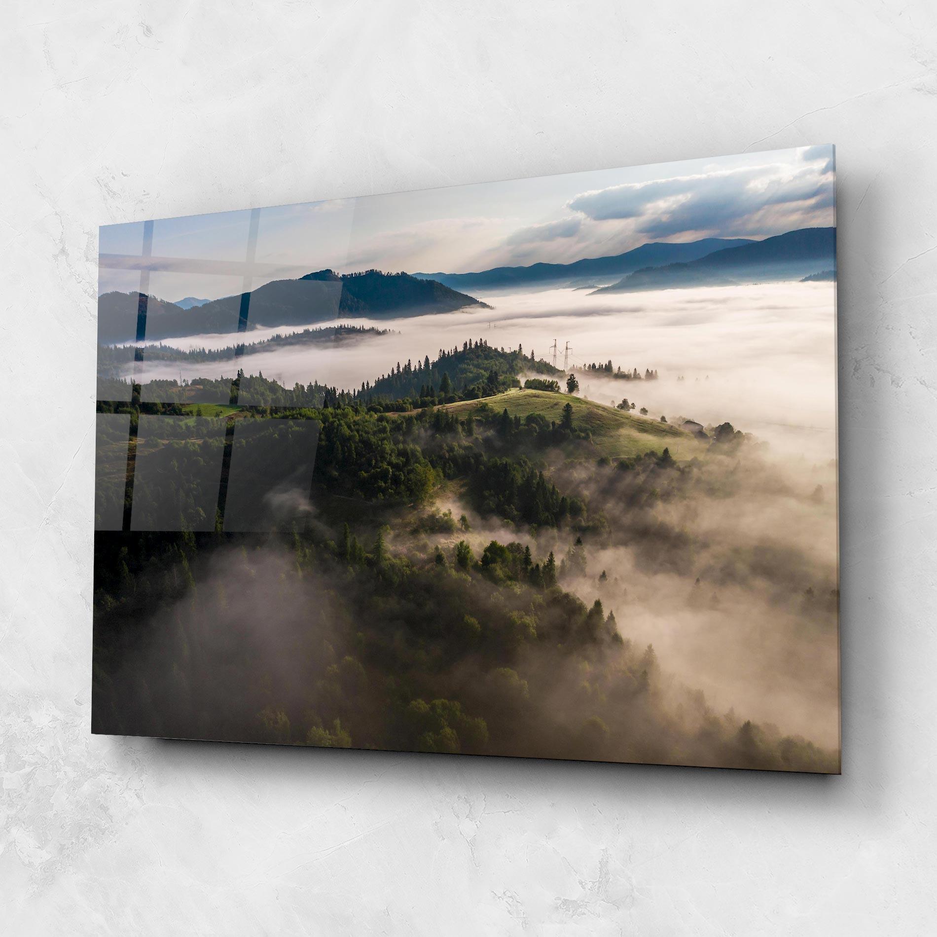 Tablou Sticla Foggy Forest View mockup 1