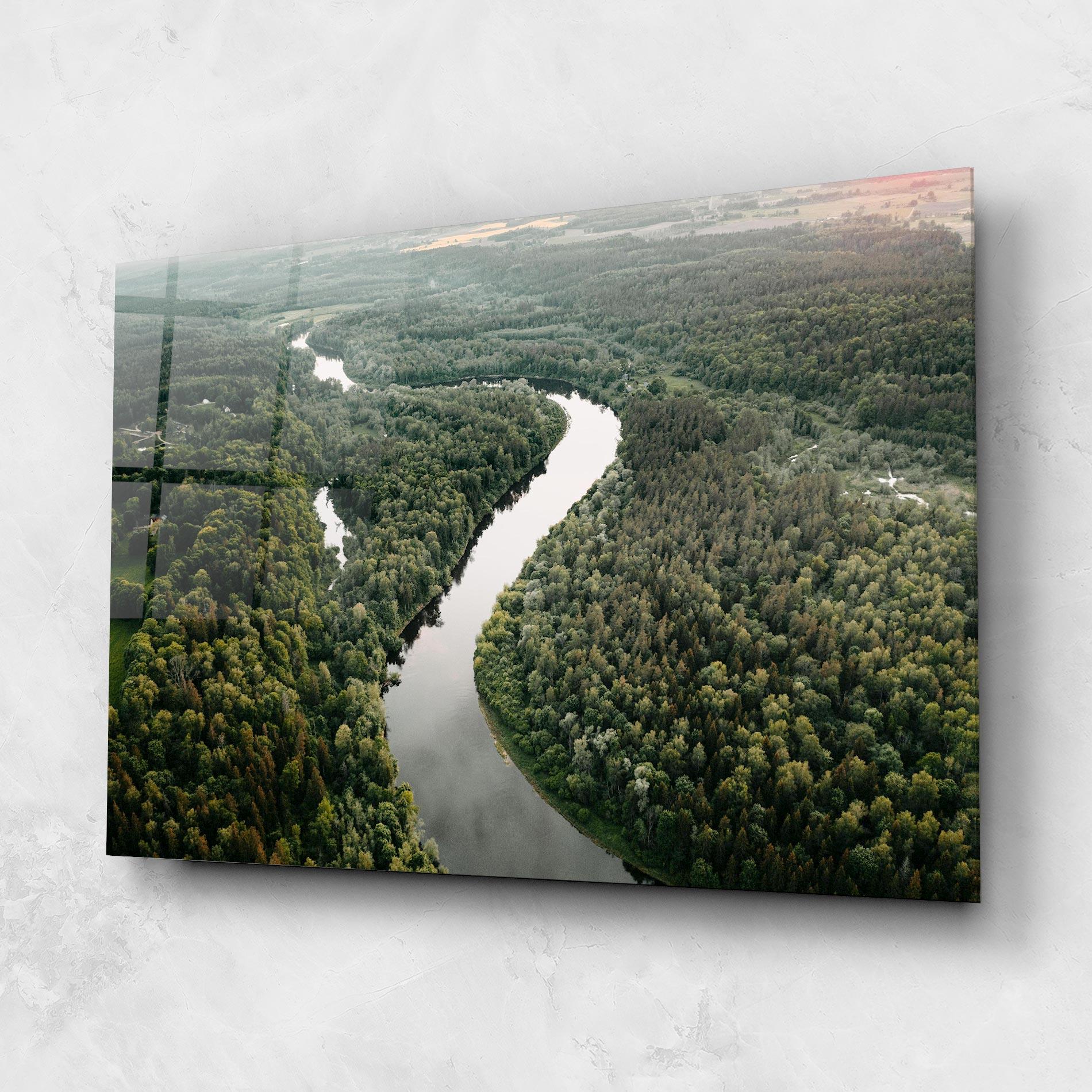 Tablou Sticla Forest Big River mockup 1