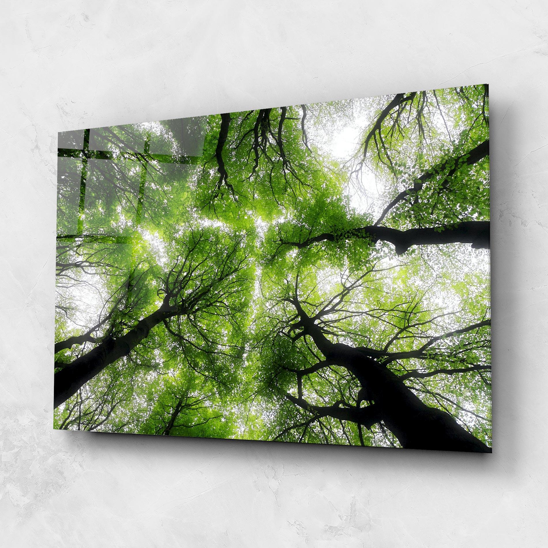 Tablou Sticla Forest Green Tree mockup 1