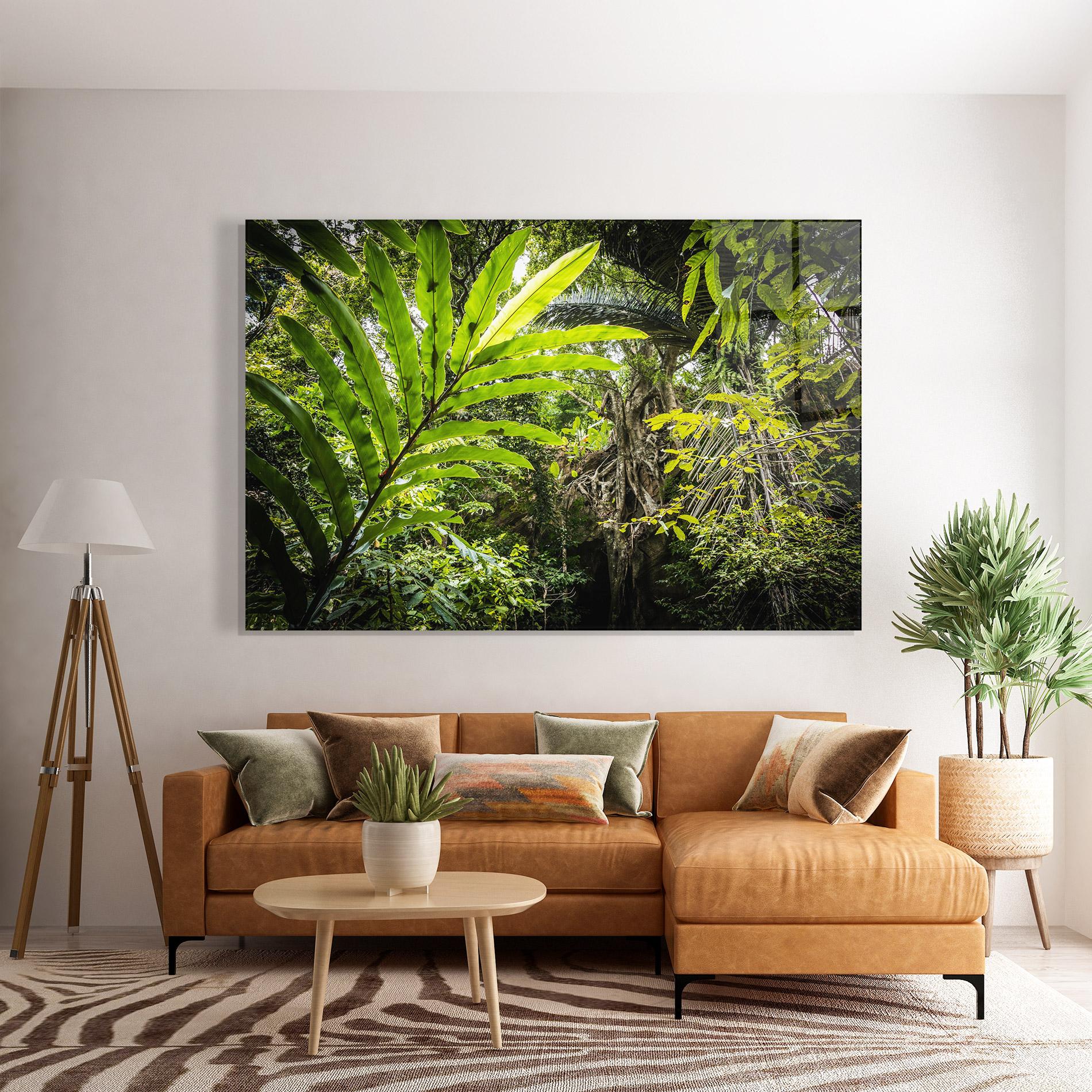 Tablou Sticla Big Leaf Forest mockup 7