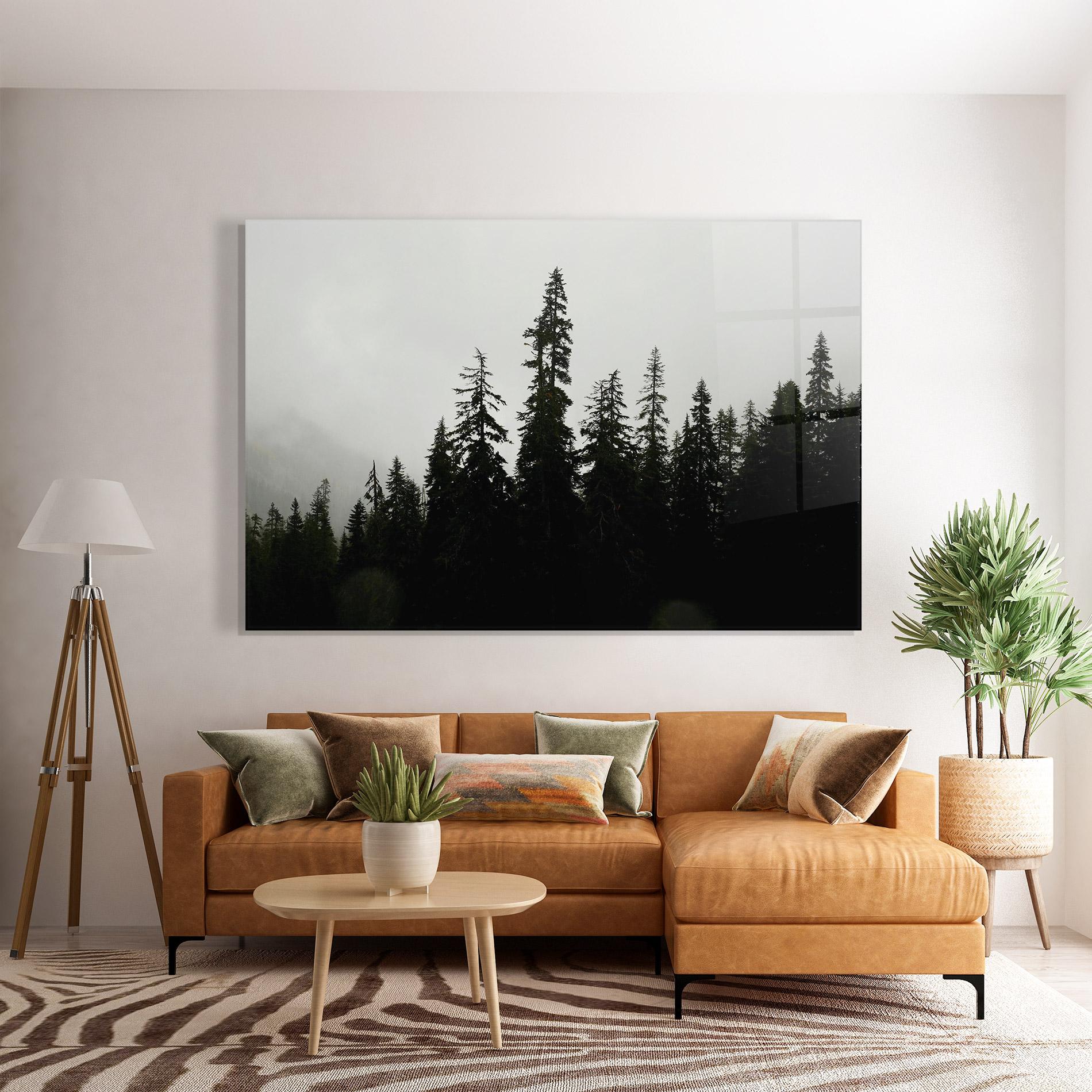 Tablou Sticla Black Tree Forest mockup 7