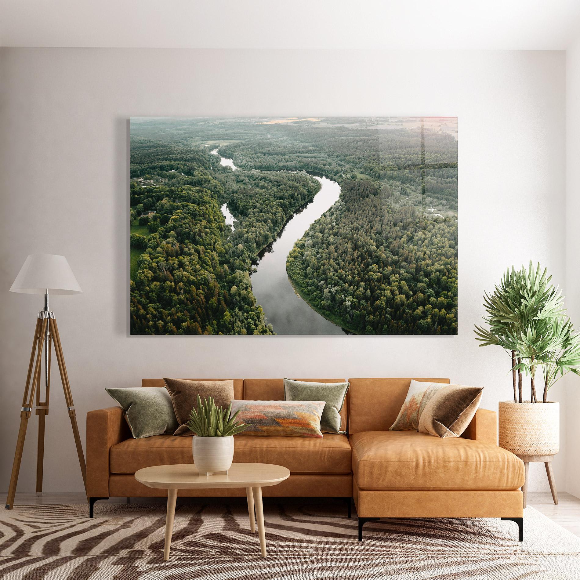 Tablou Sticla Forest Big River mockup 7