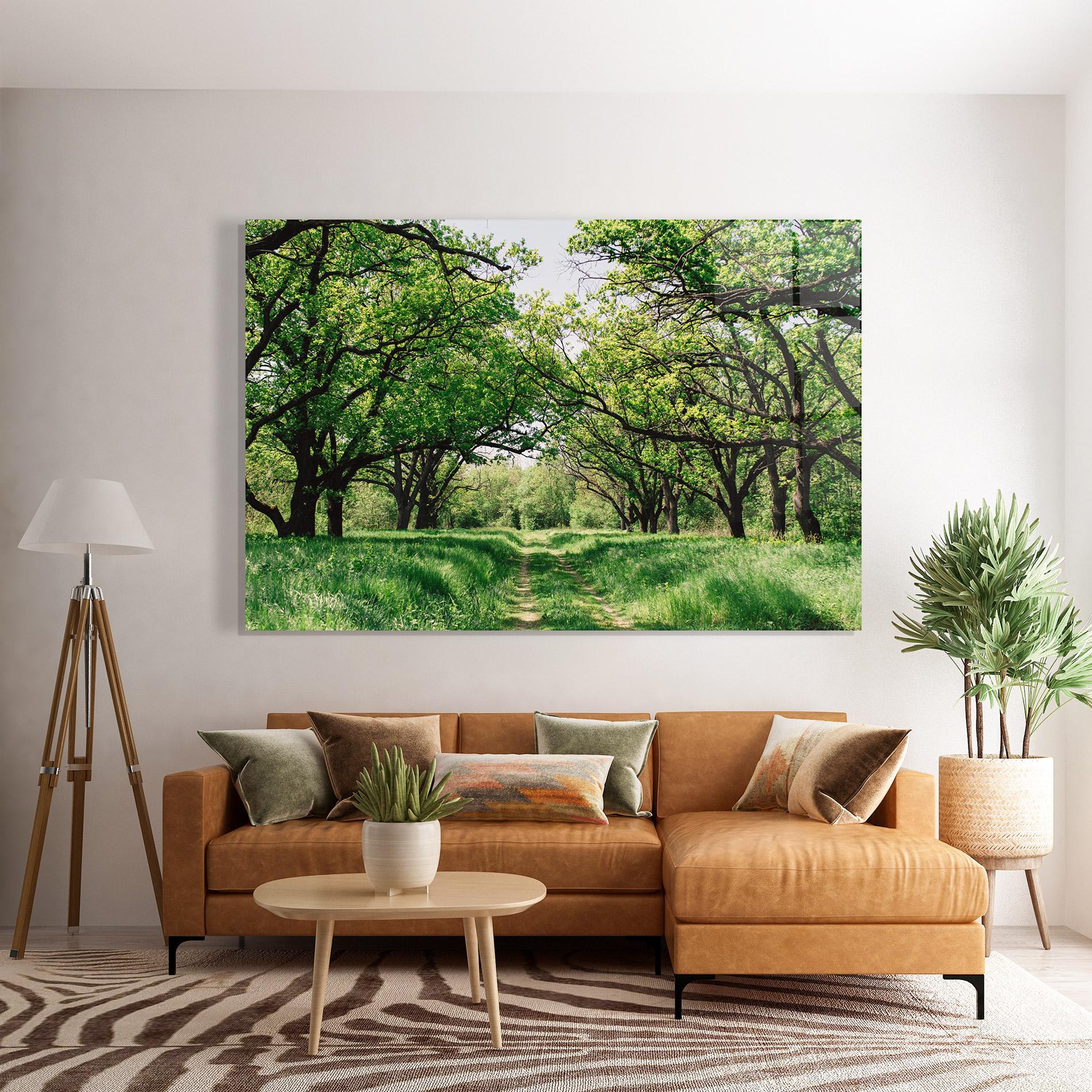 Tablou Sticla Forest Green Path mockup 7