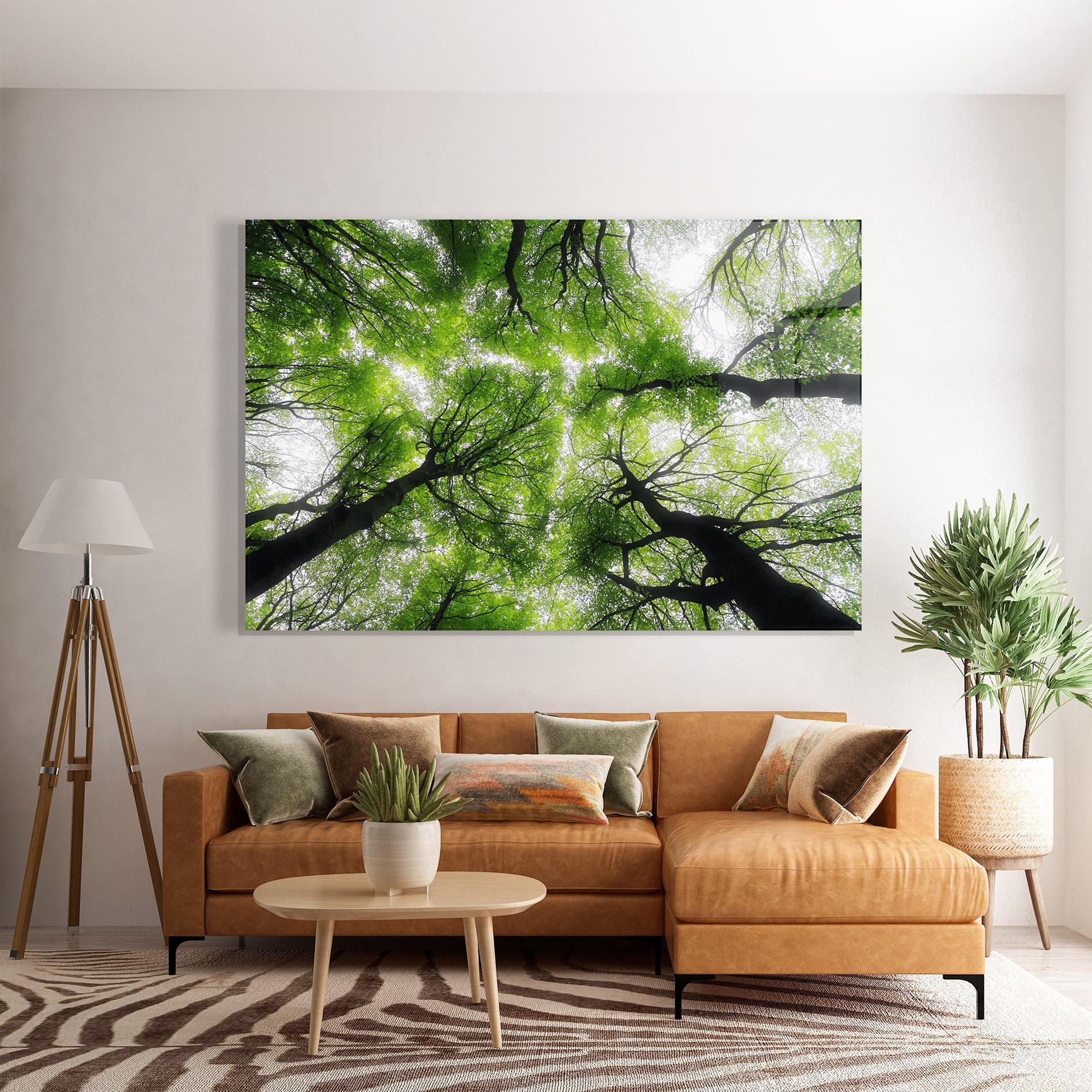 Tablou Sticla Forest Green Tree mockup 7
