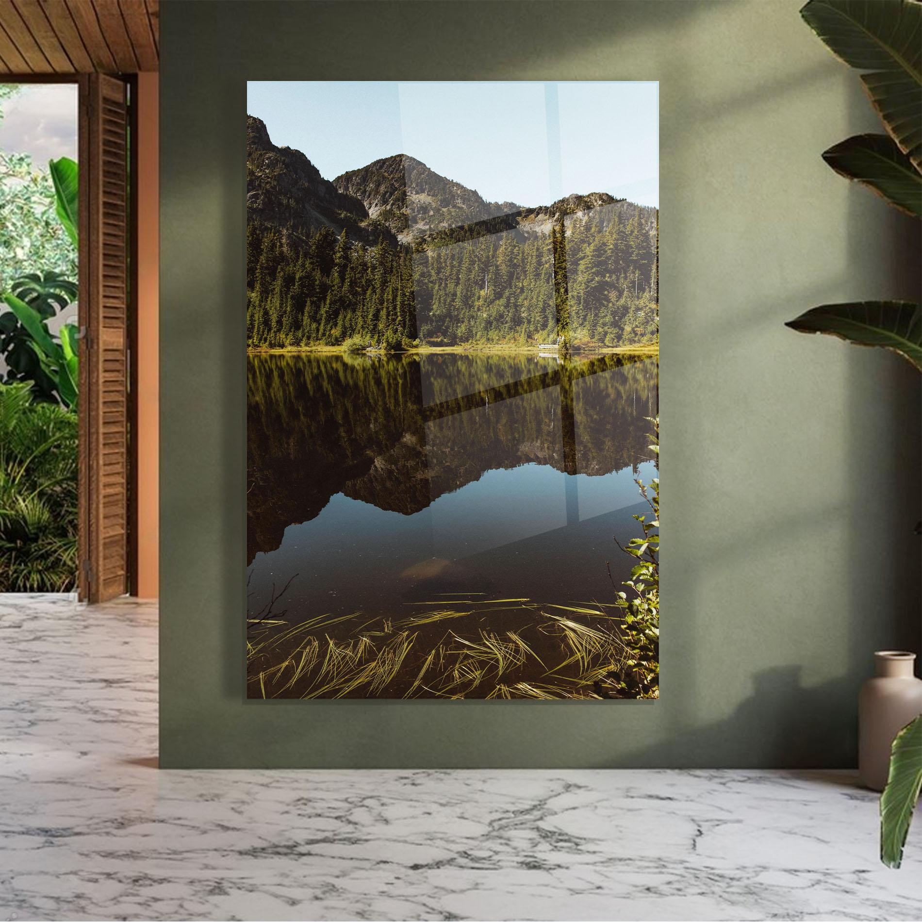 Tablou Sticla Big Lake Mountain mockup 7