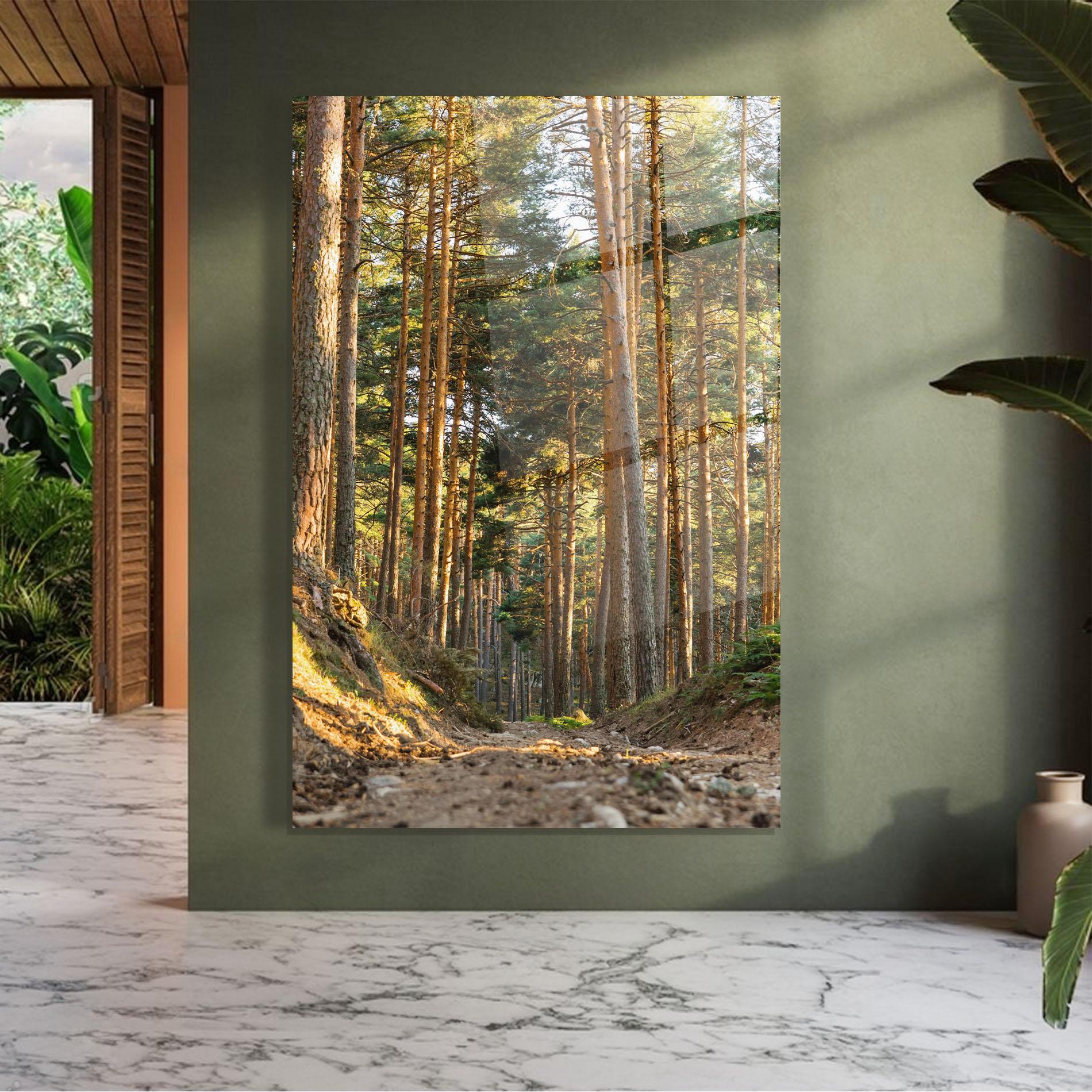 Tablou Sticla Big Trees Forest mockup 7