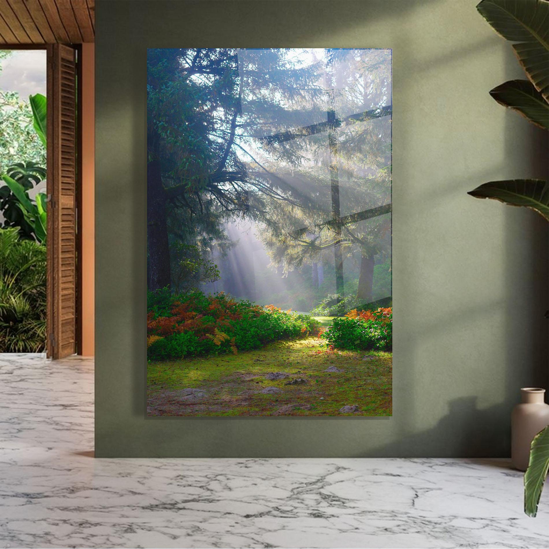 Tablou Sticla Forest Light mockup 7