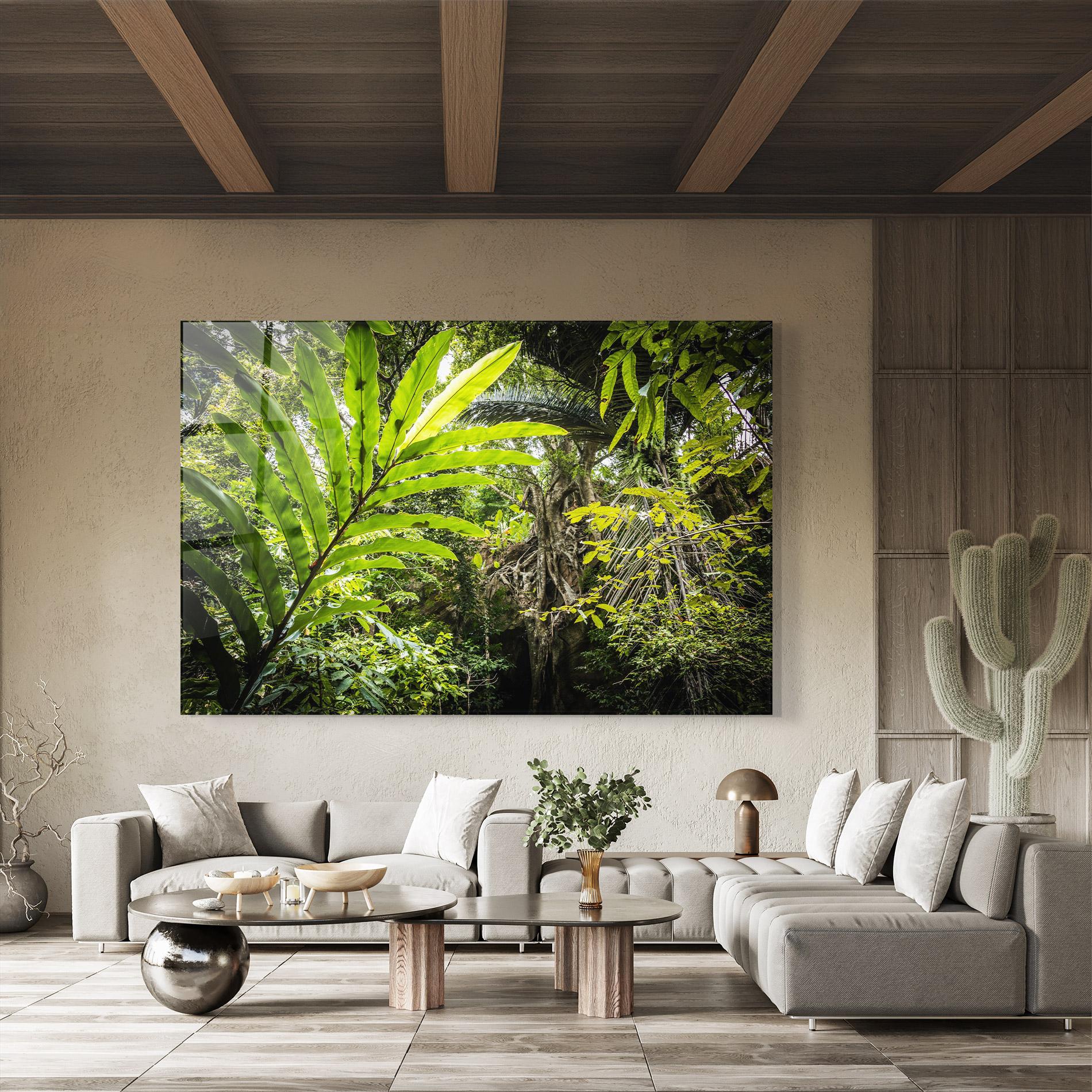 Tablou Sticla Big Leaf Forest mockup 8