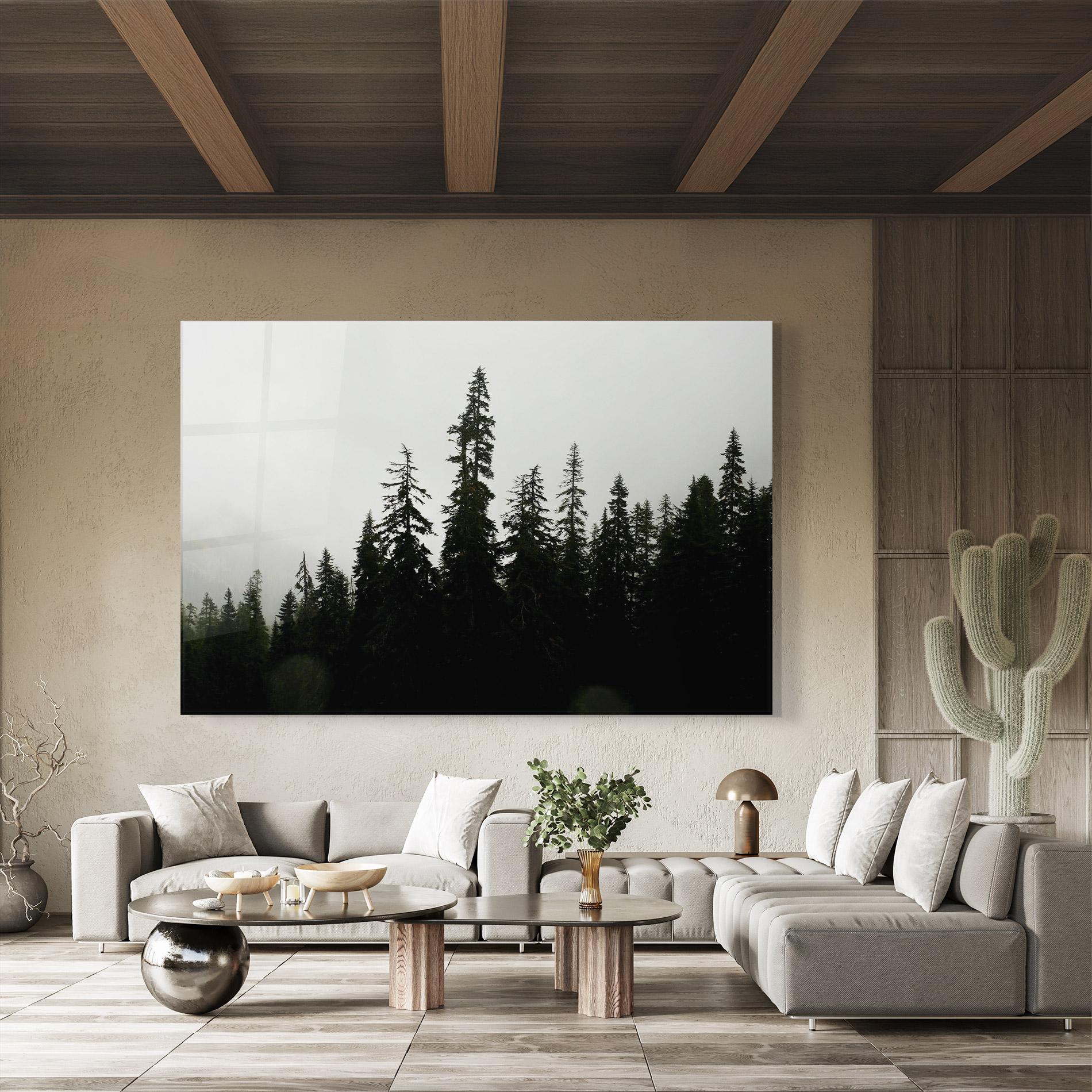 Tablou Sticla Black Tree Forest mockup 8
