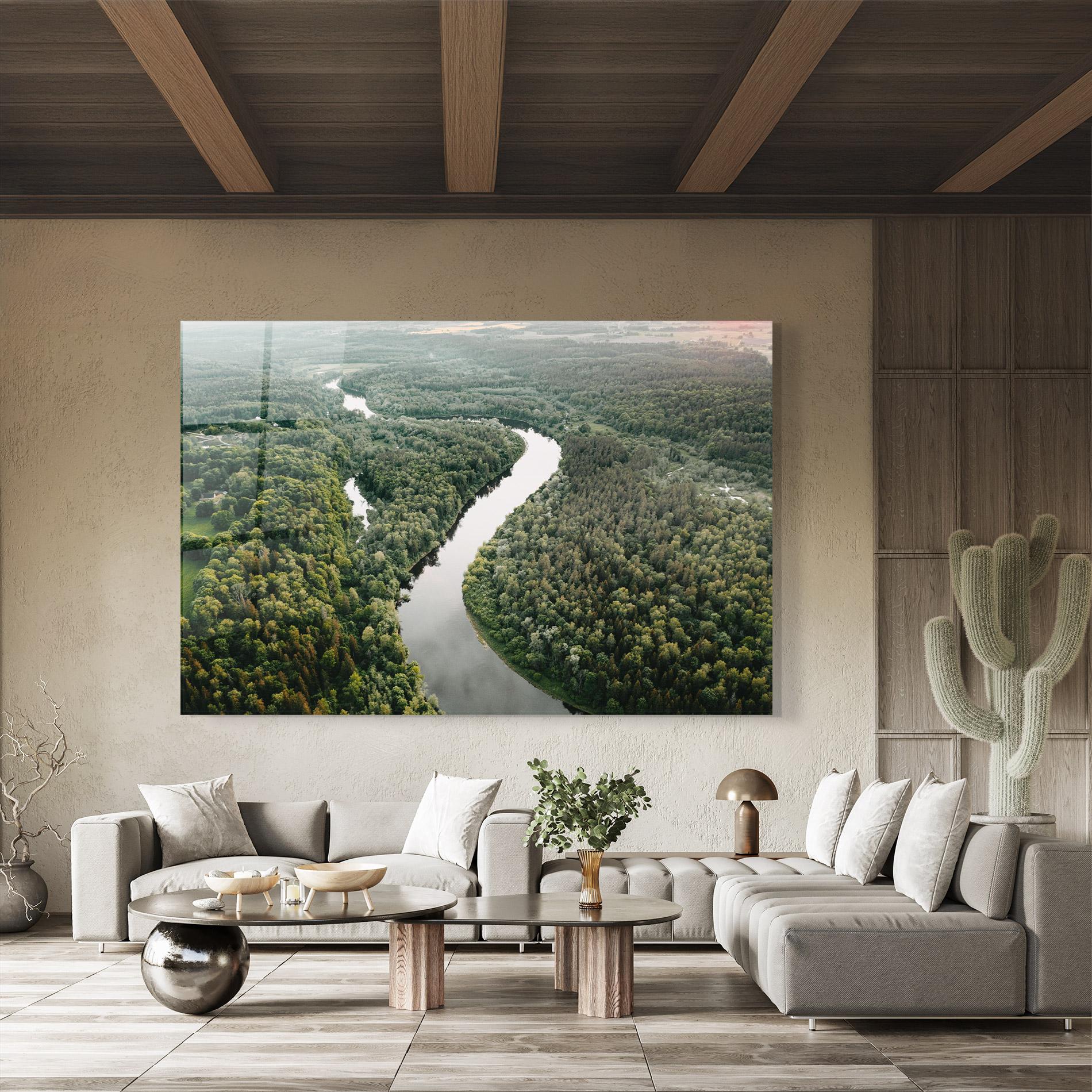 Tablou Sticla Forest Big River mockup 8