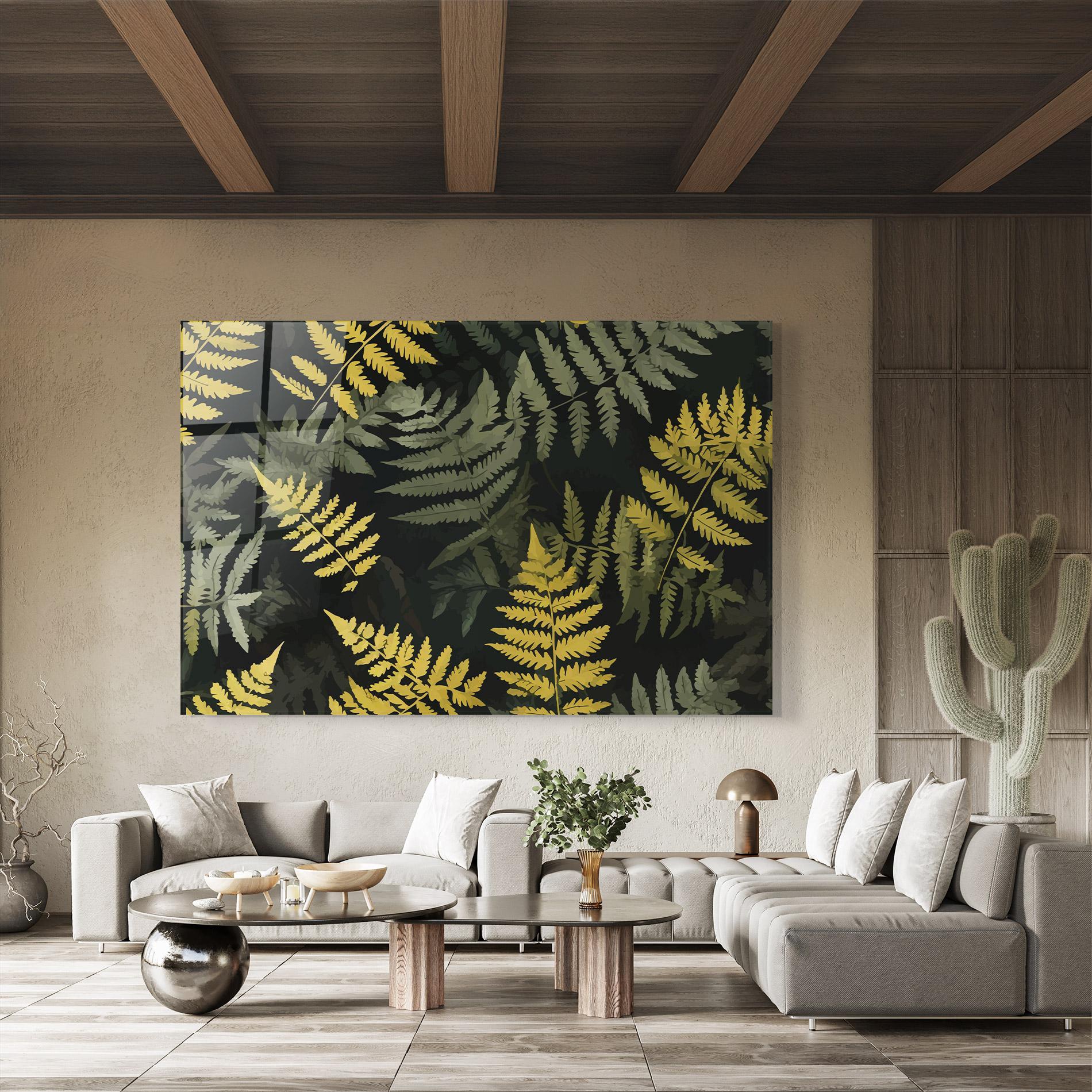 Tablou Sticla Yellow Leaves Forest mockup 8