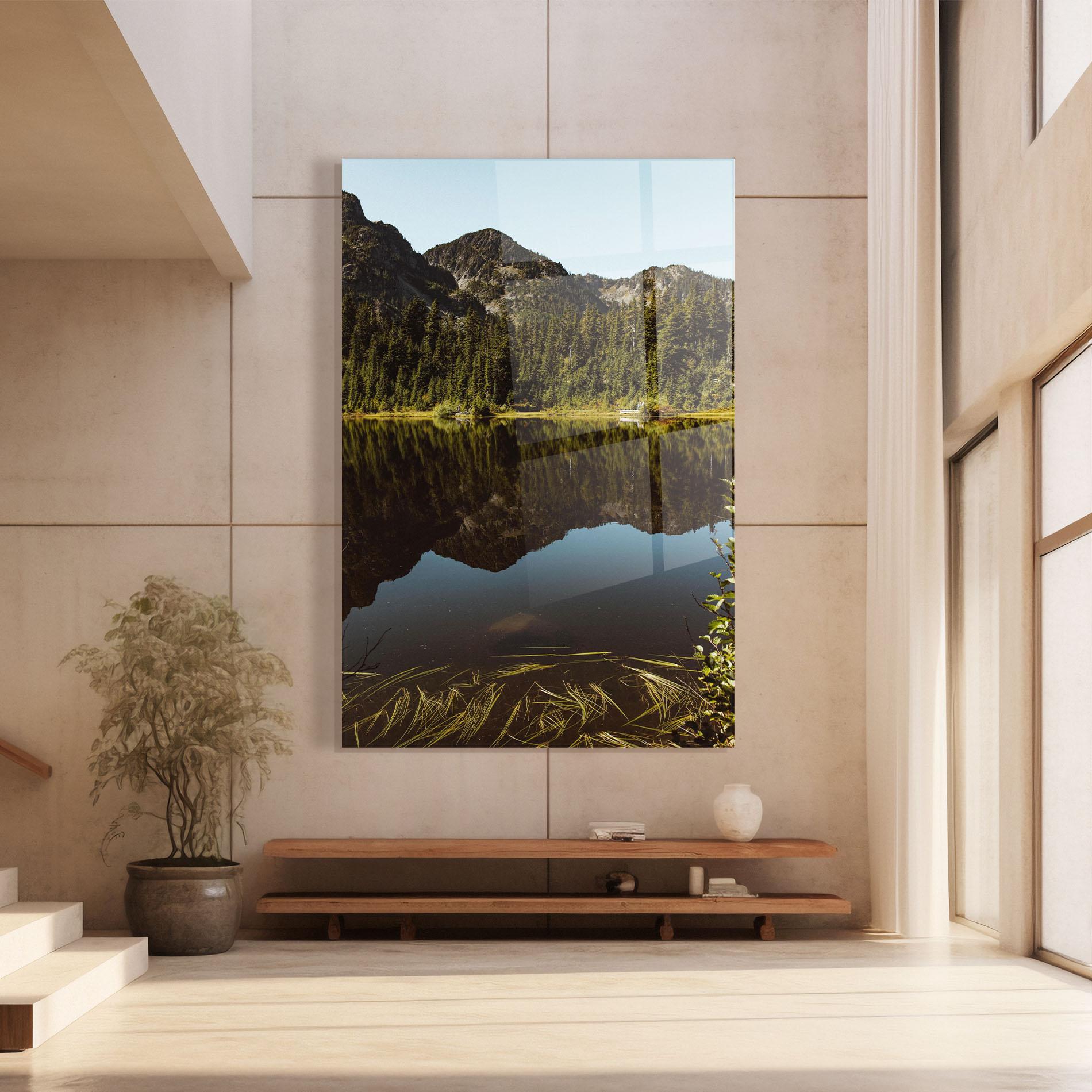 Tablou Sticla Big Lake Mountain mockup 8