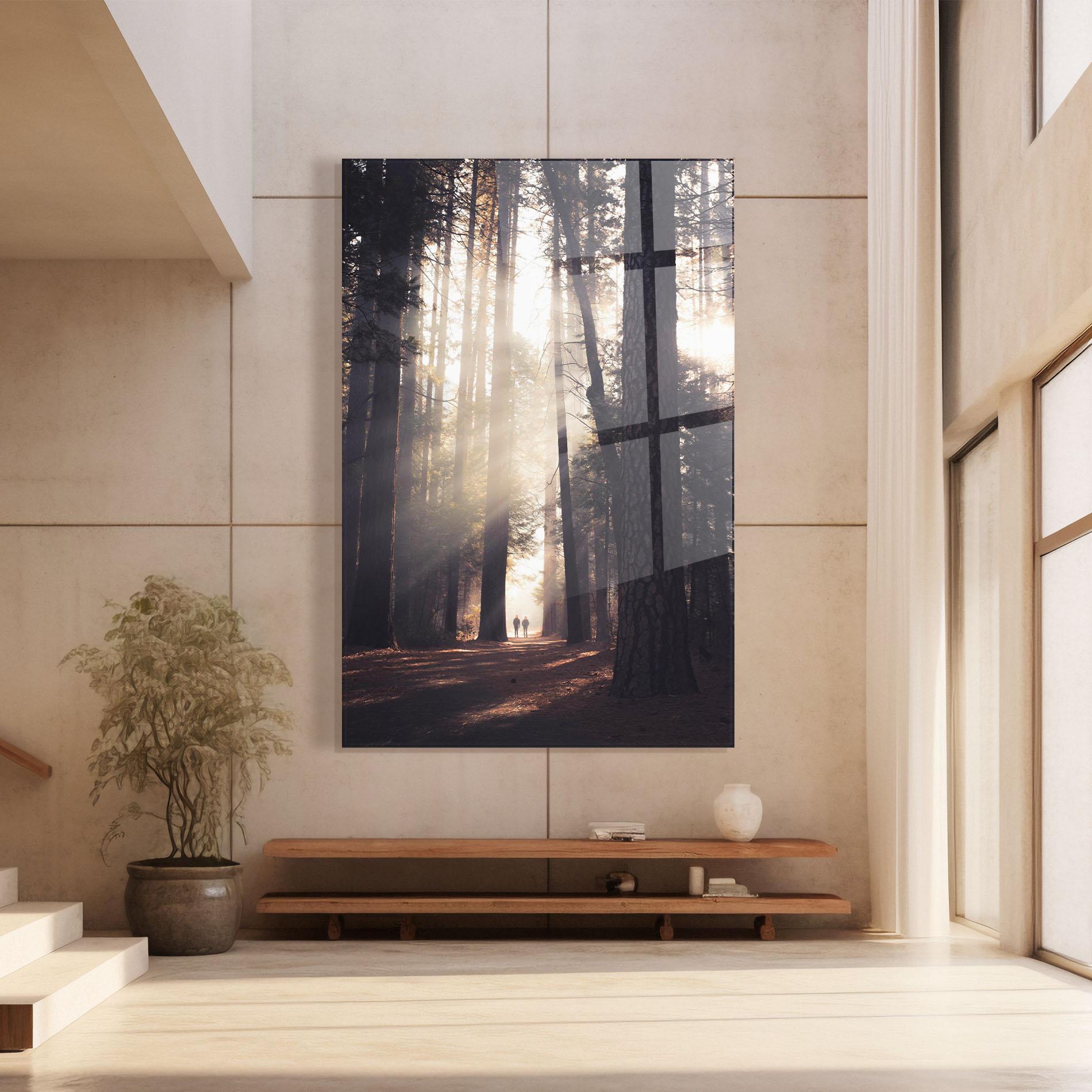 Tablou Sticla Foggy Couple Forest mockup 8